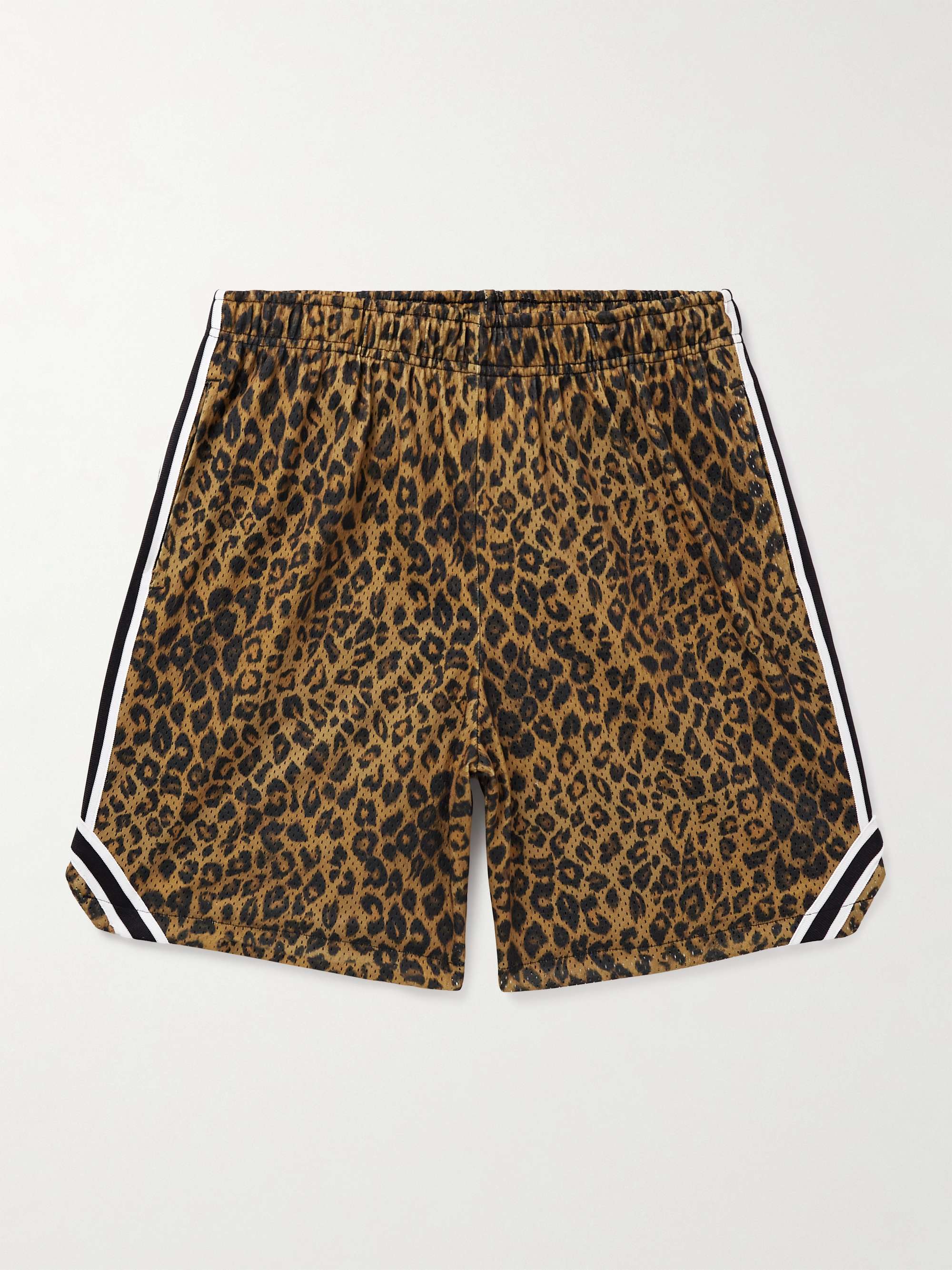 Rivalry Straight-Leg Webbing-Trimmed Leopard-Print Mesh Shorts hero visual