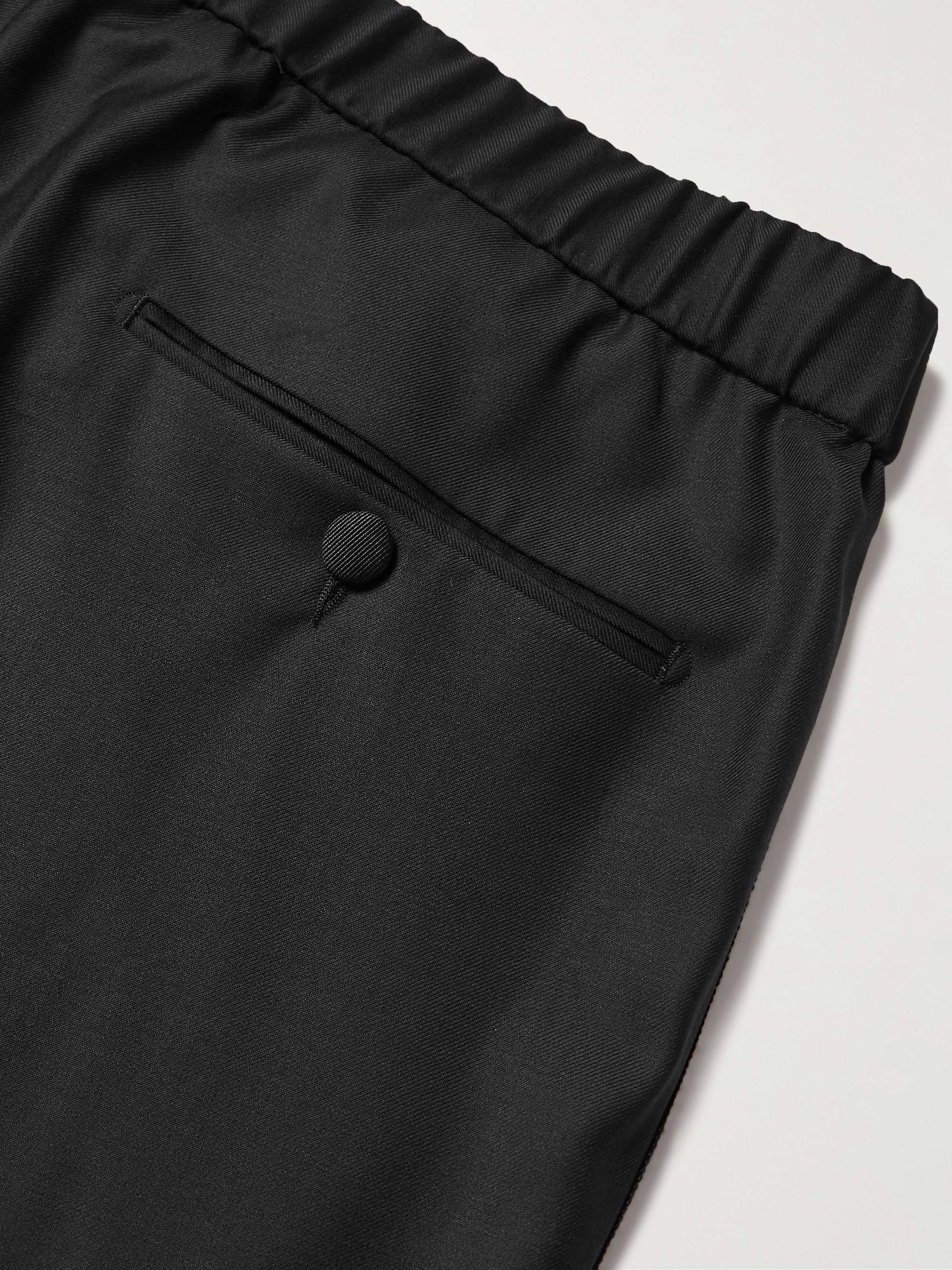 Straight-Leg Virgin Wool Drawstring Tuxedo Trousers view