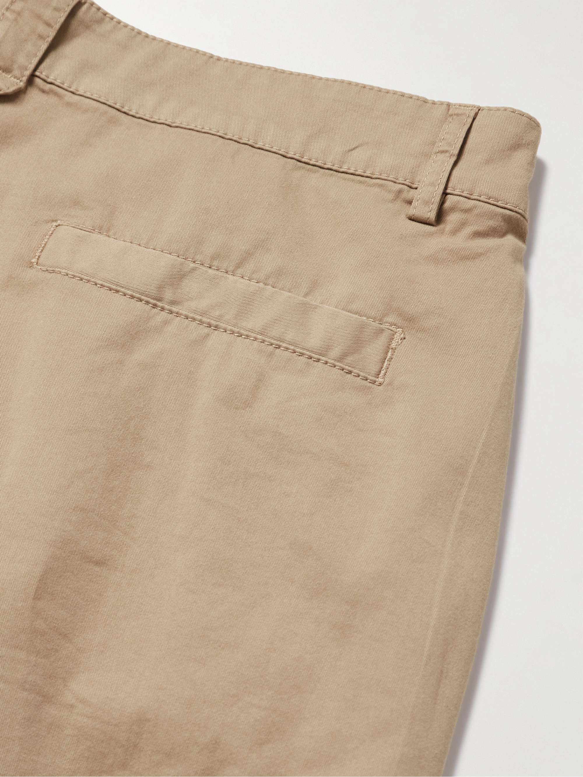 Straight-Leg Pleated Stretch-Cotton Twill Shorts view