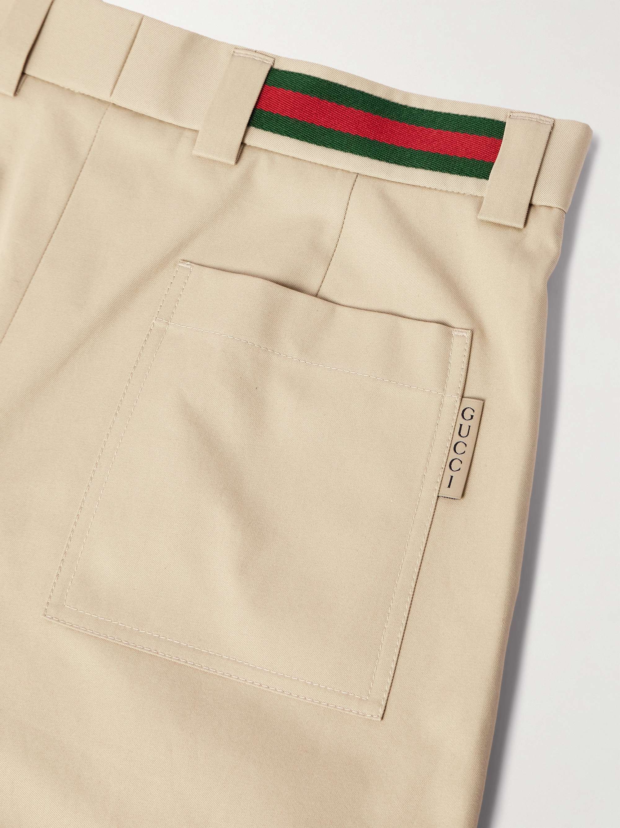 Straight-Leg Webbing-Trimmed Cotton-Twill Shorts view
