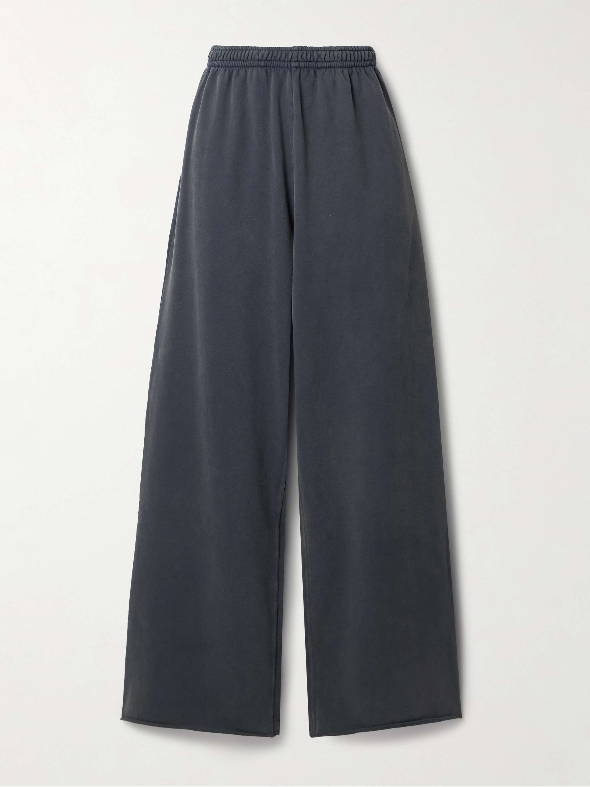 Appliquéd cotton-jersey wide-leg track pants hero visual