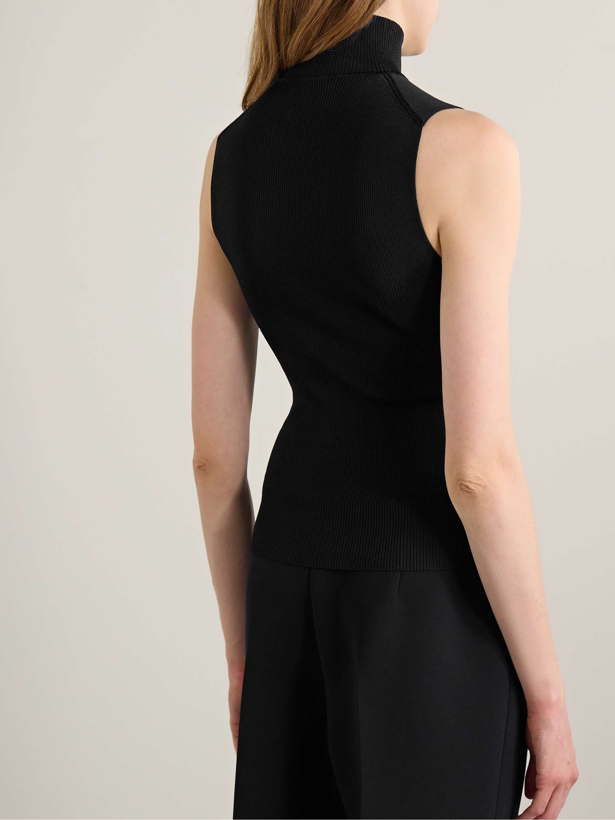 Benita ribbed-knit turtleneck top view