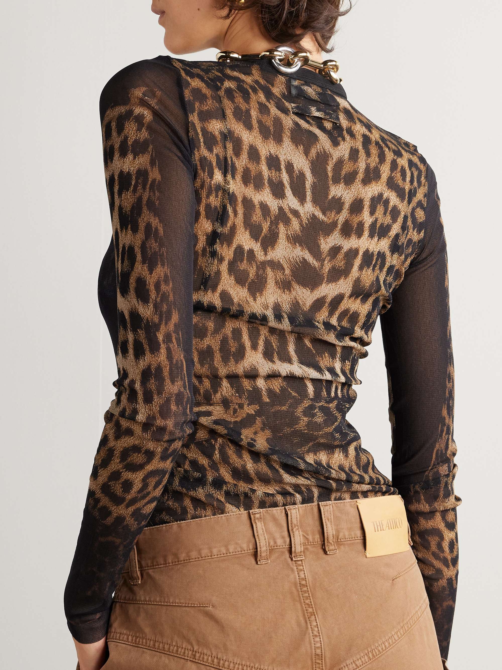 Leopard-print mesh top view