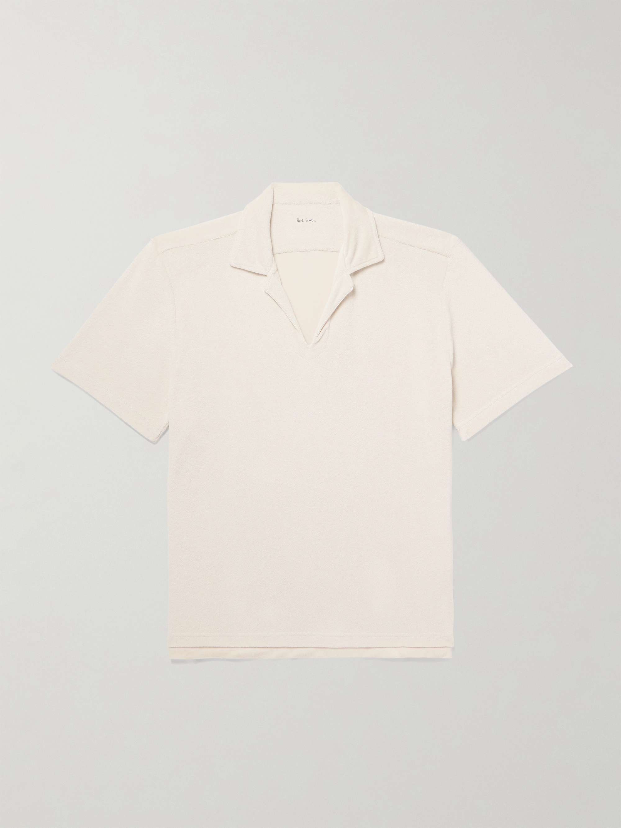 Camp-Collar Striped Grosgrain-Trimmed Cotton-Blend Terry Shirt hero visual