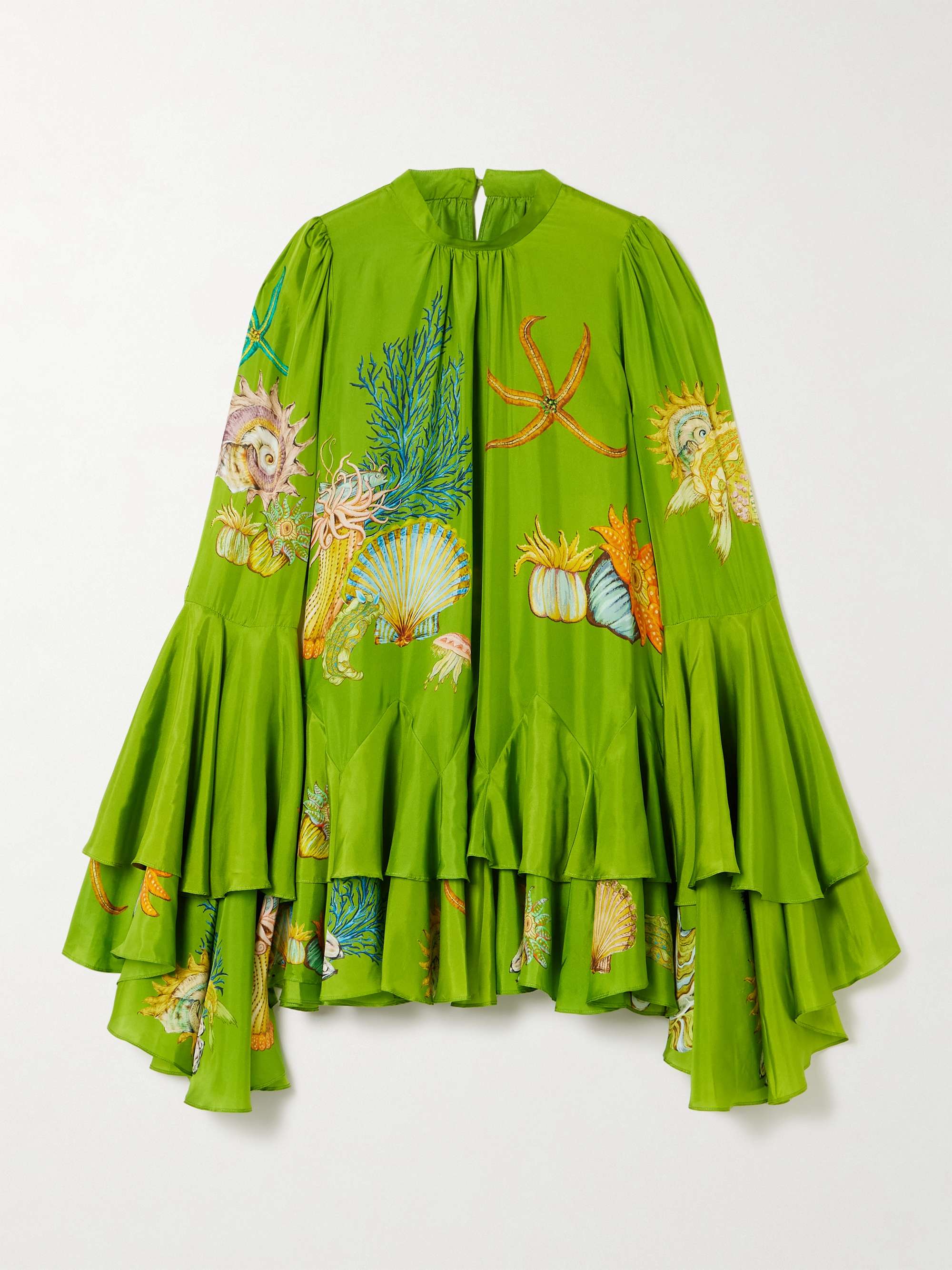 + Sam Pauletto Aquatica ruffled tiered printed silk-habotai mini dress hero visual