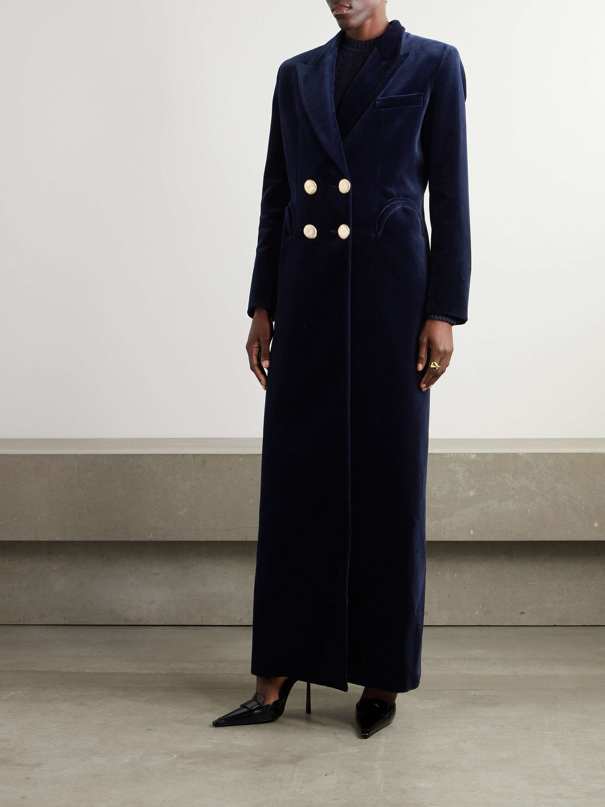 Heart double-breasted cotton-velvet coat view