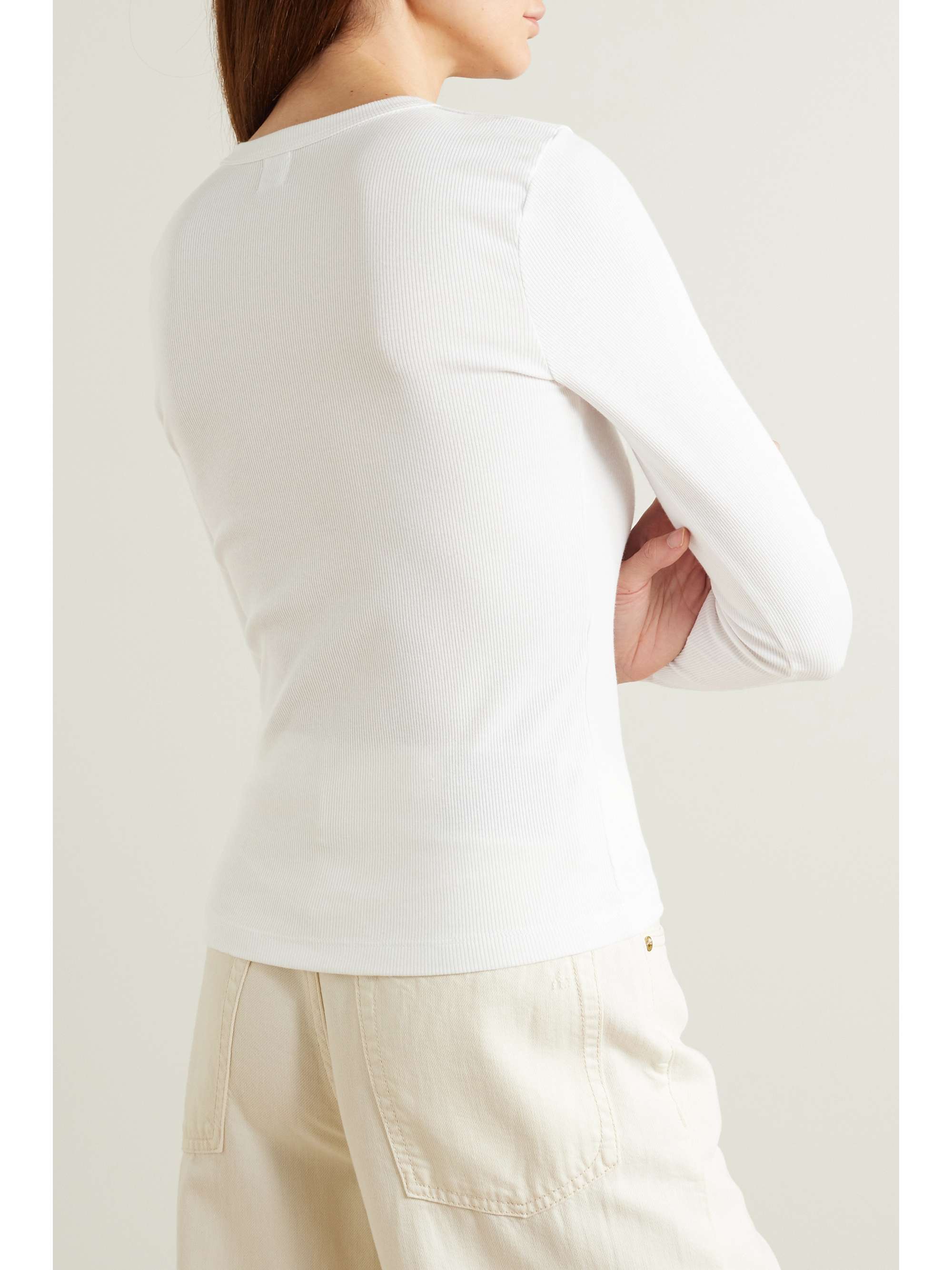 Kelly ribbed stretch-cotton jersey top view