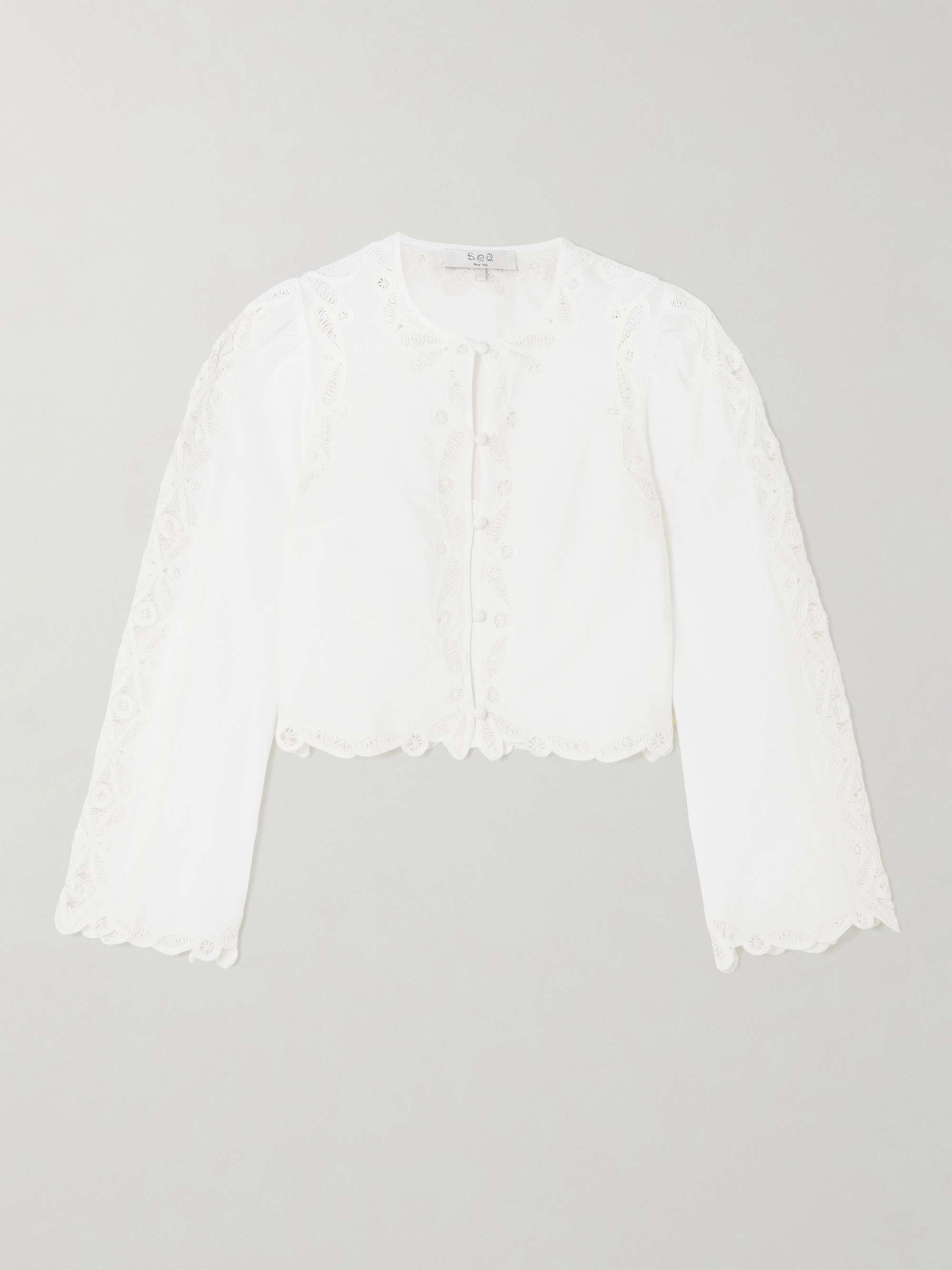 Elke scalloped embroidered cotton-voile top hero visual