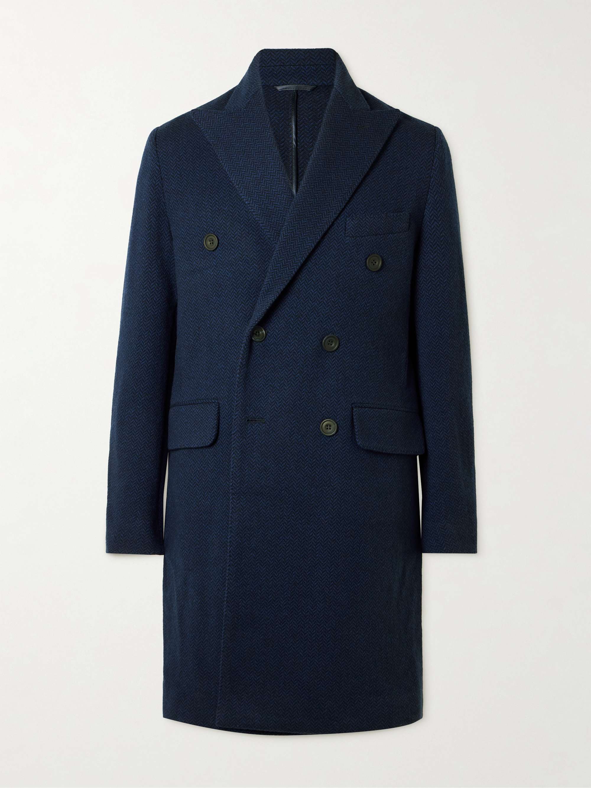 Double-Breasted Herringbone Cashmere Coat hero visual