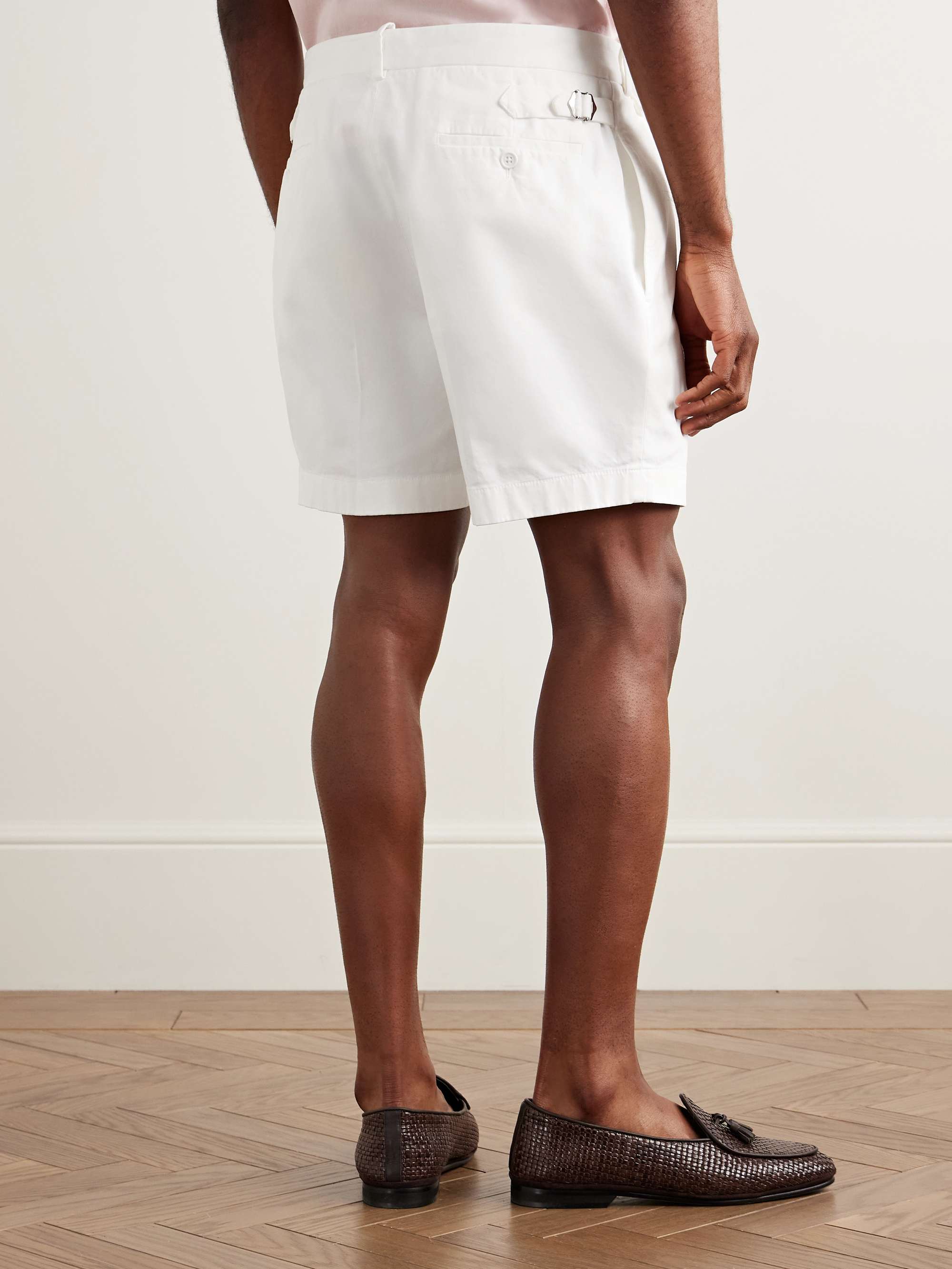 Slim-Fit Straight-Leg Garment-Dyed Stretch-Cotton Twill Shorts view