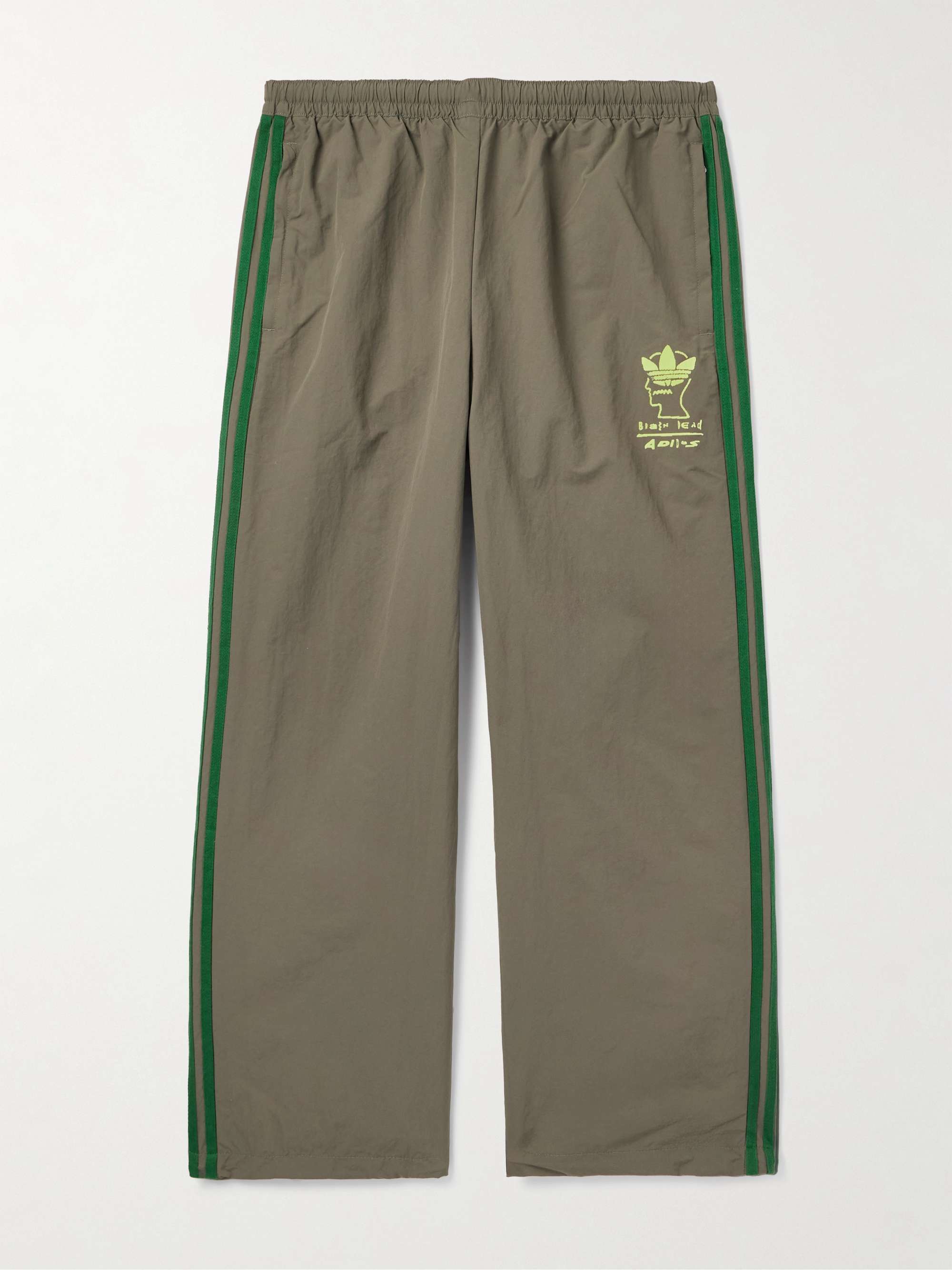 + Brain Dead Wide-Leg Logo-Flocked Striped Shell Track Pants hero visual