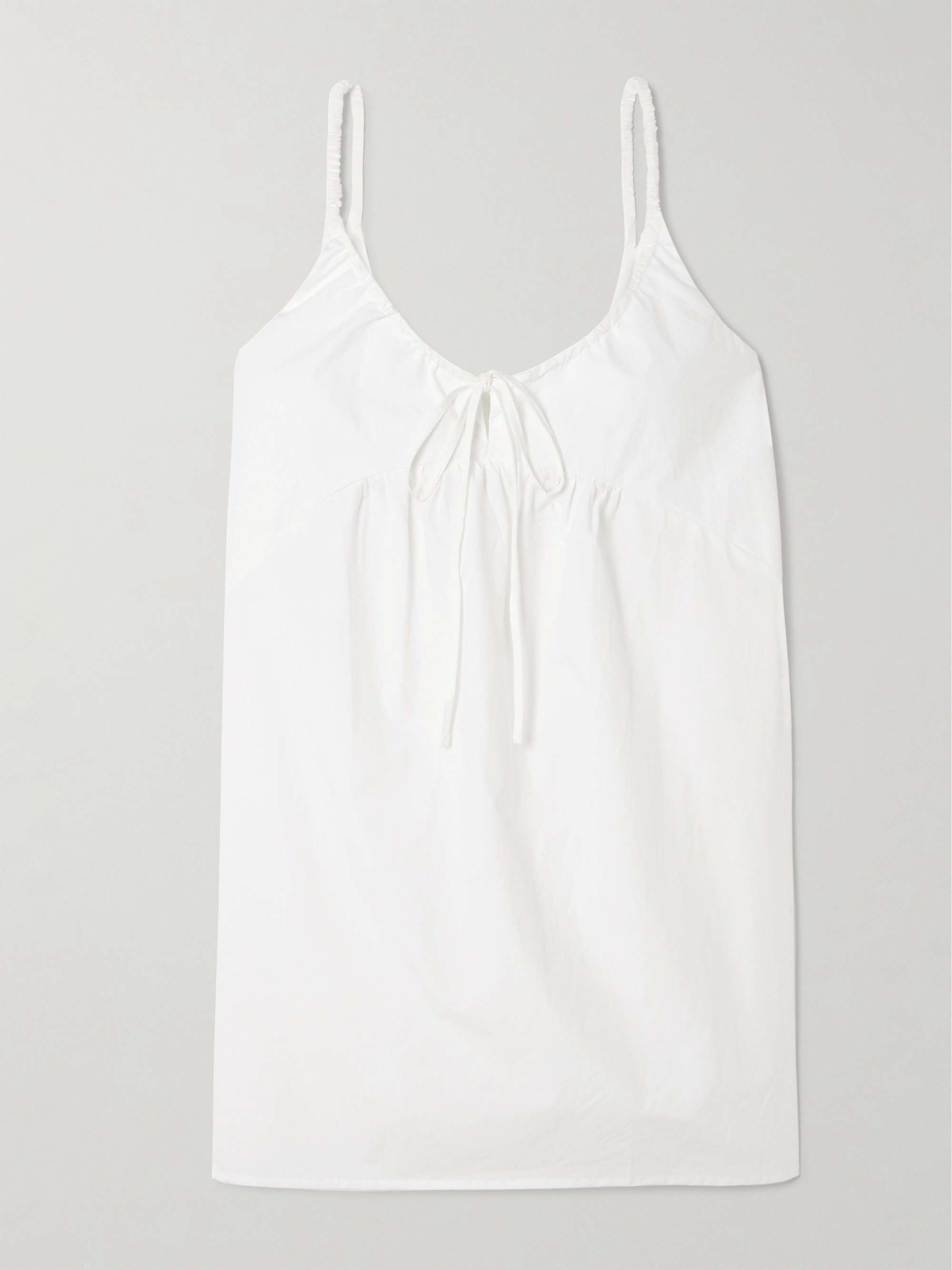 Double V tie-detailed organic cotton-poplin mini dress hero visual