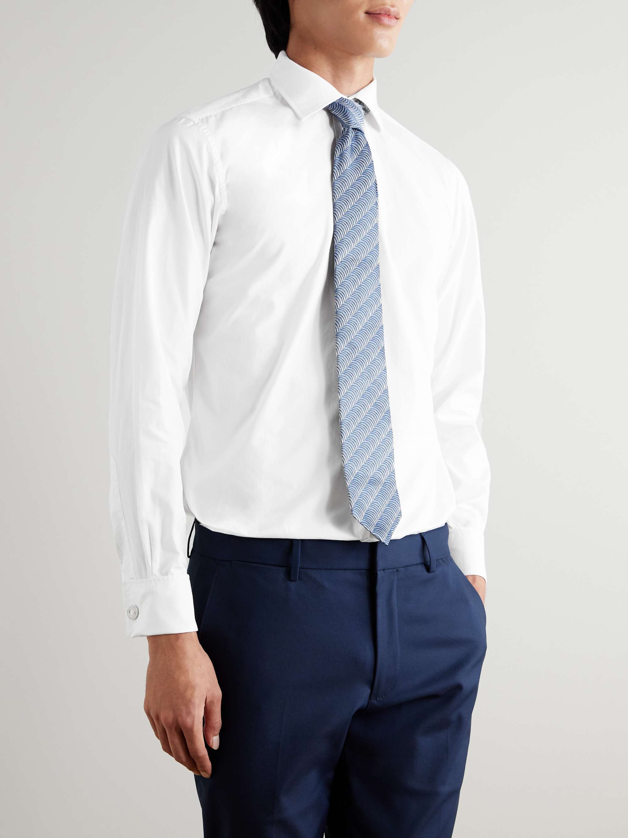 White Double-Cuff Cotton Shirt view