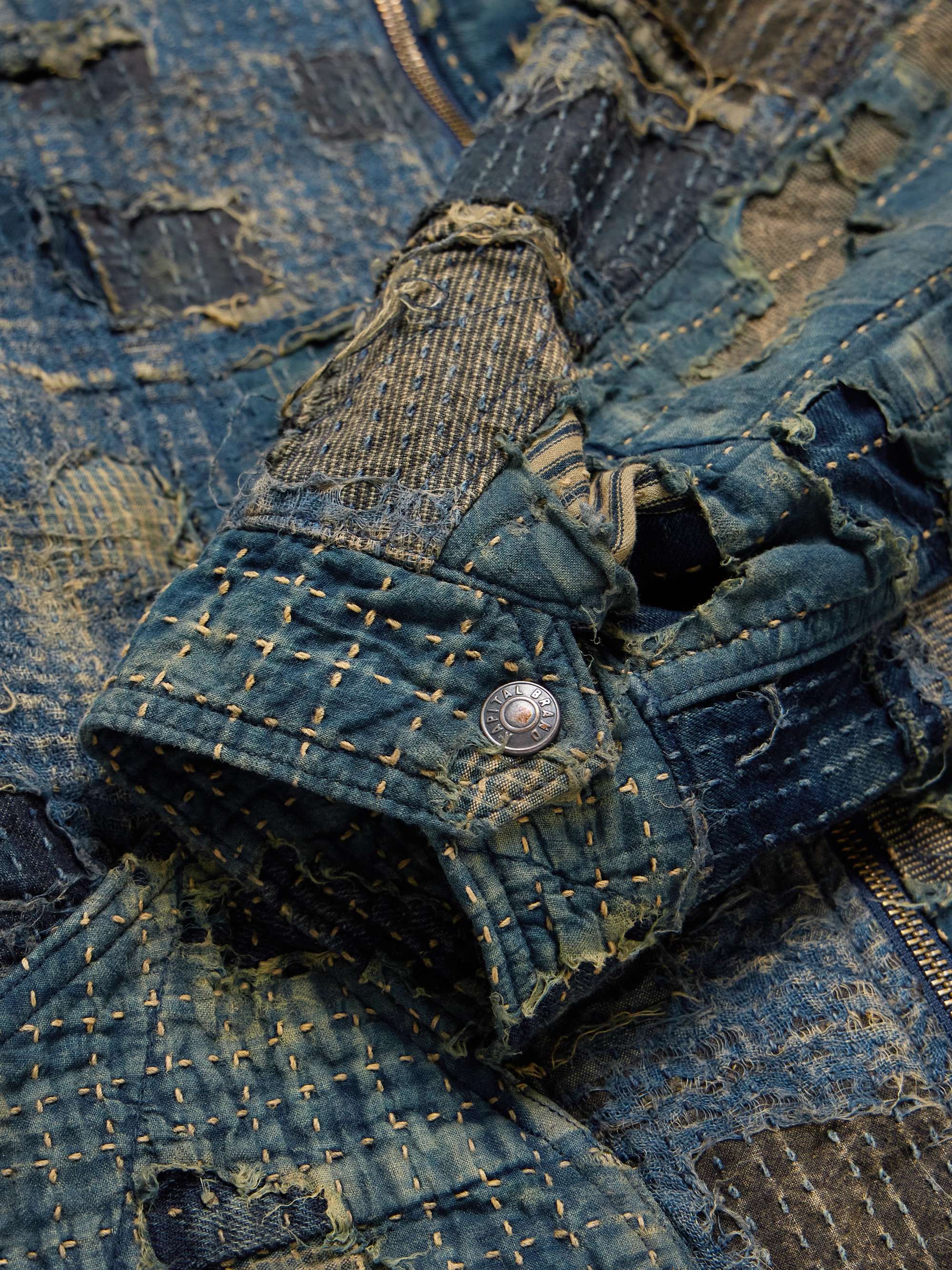 Boro Distressed Patchwork Denim Jacket view