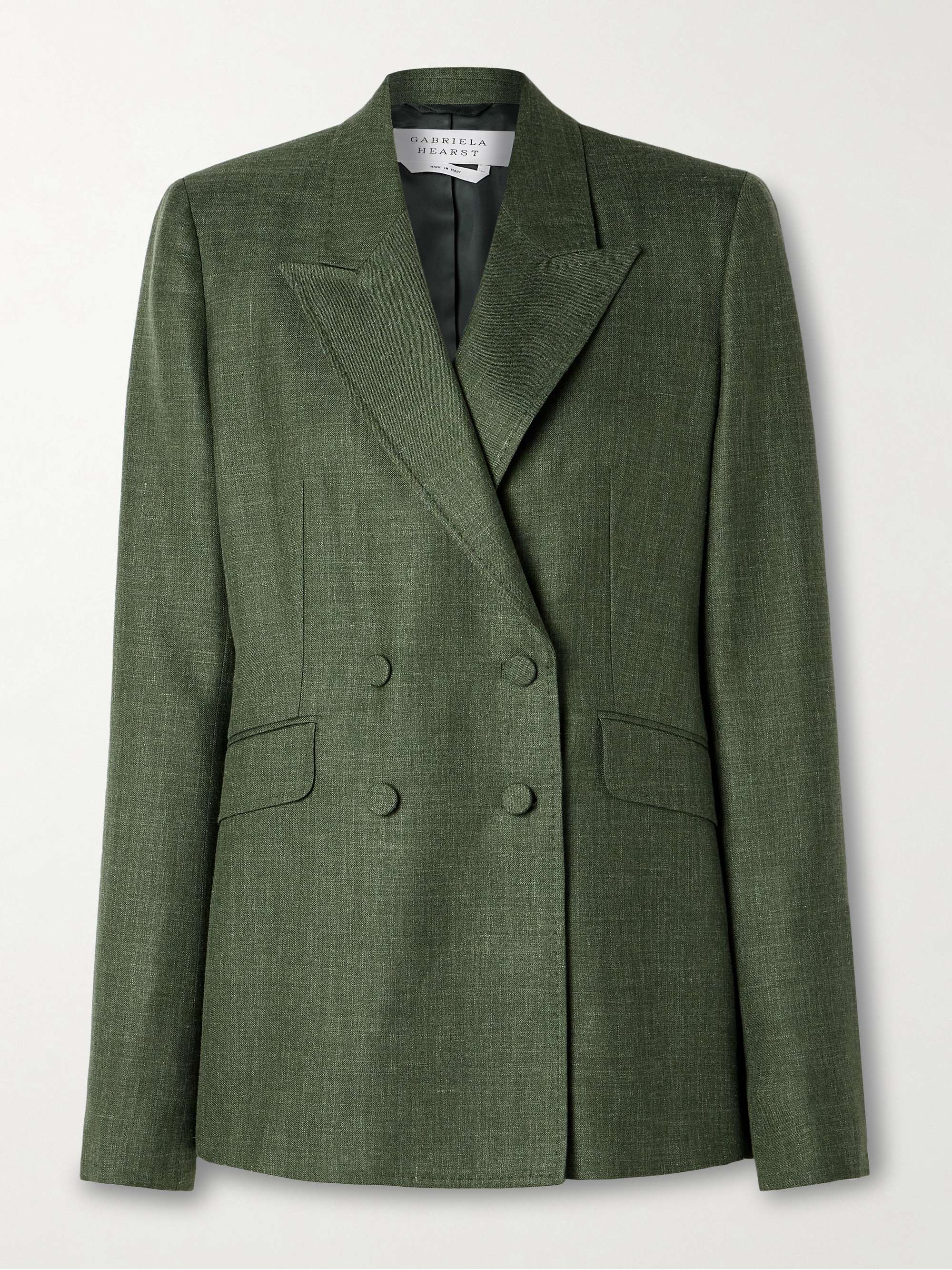 Angela double-breasted wool, silk and linen-blend blazer hero visual