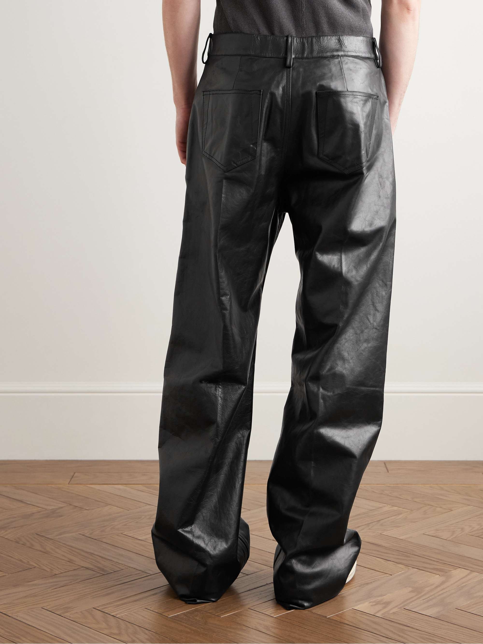 Geth Wide-Leg Leather Trousers view