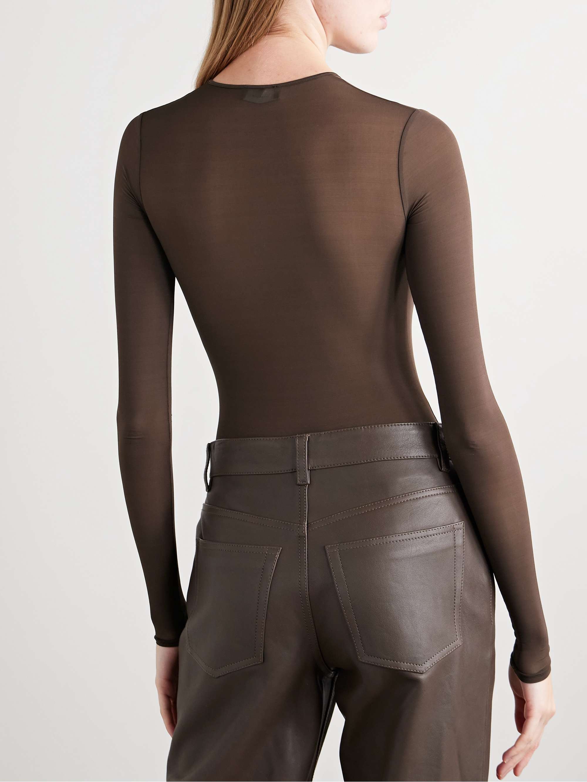 Stretch-jersey thong bodysuit view
