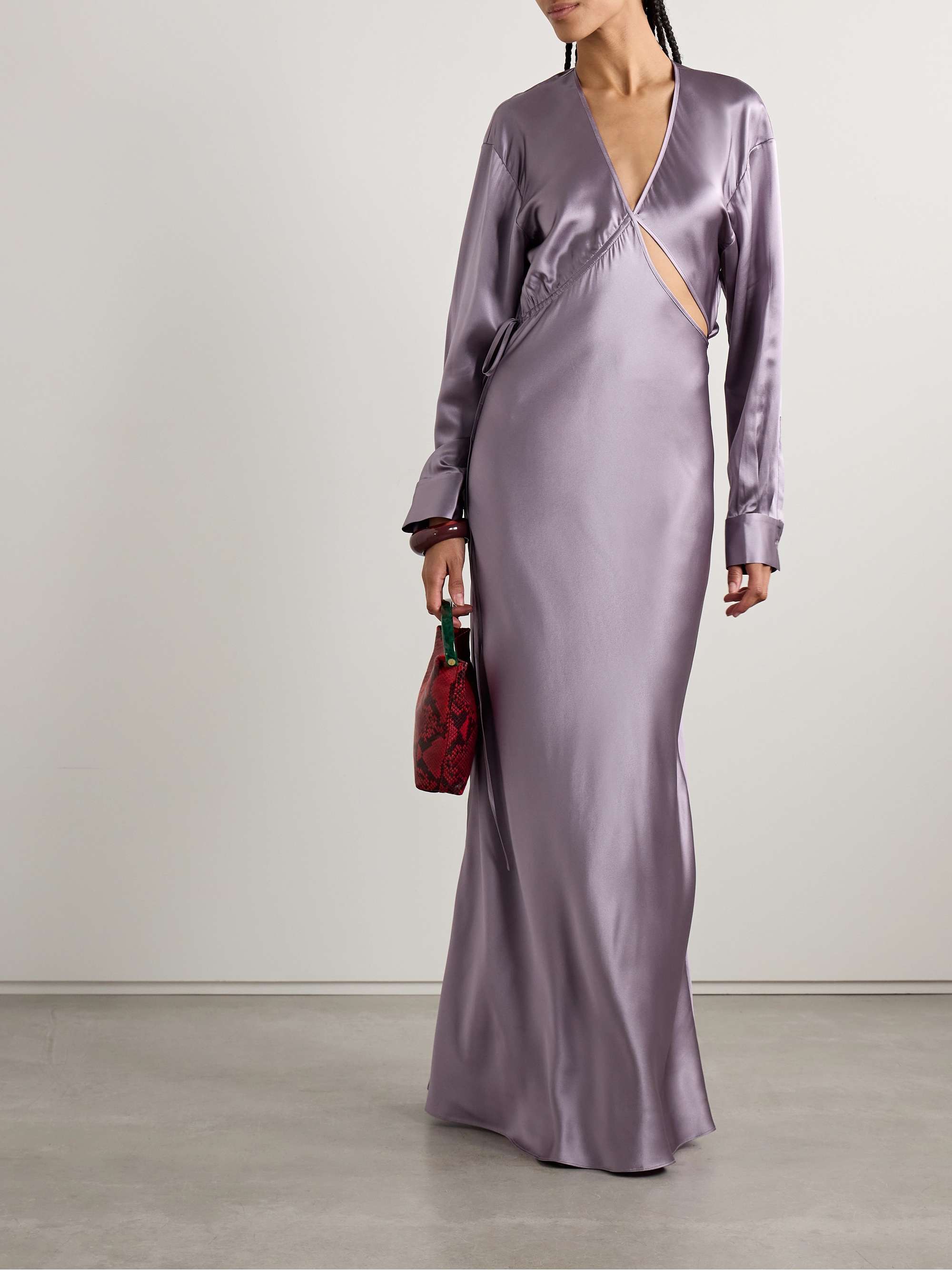 Cutout silk-satin maxi dress view