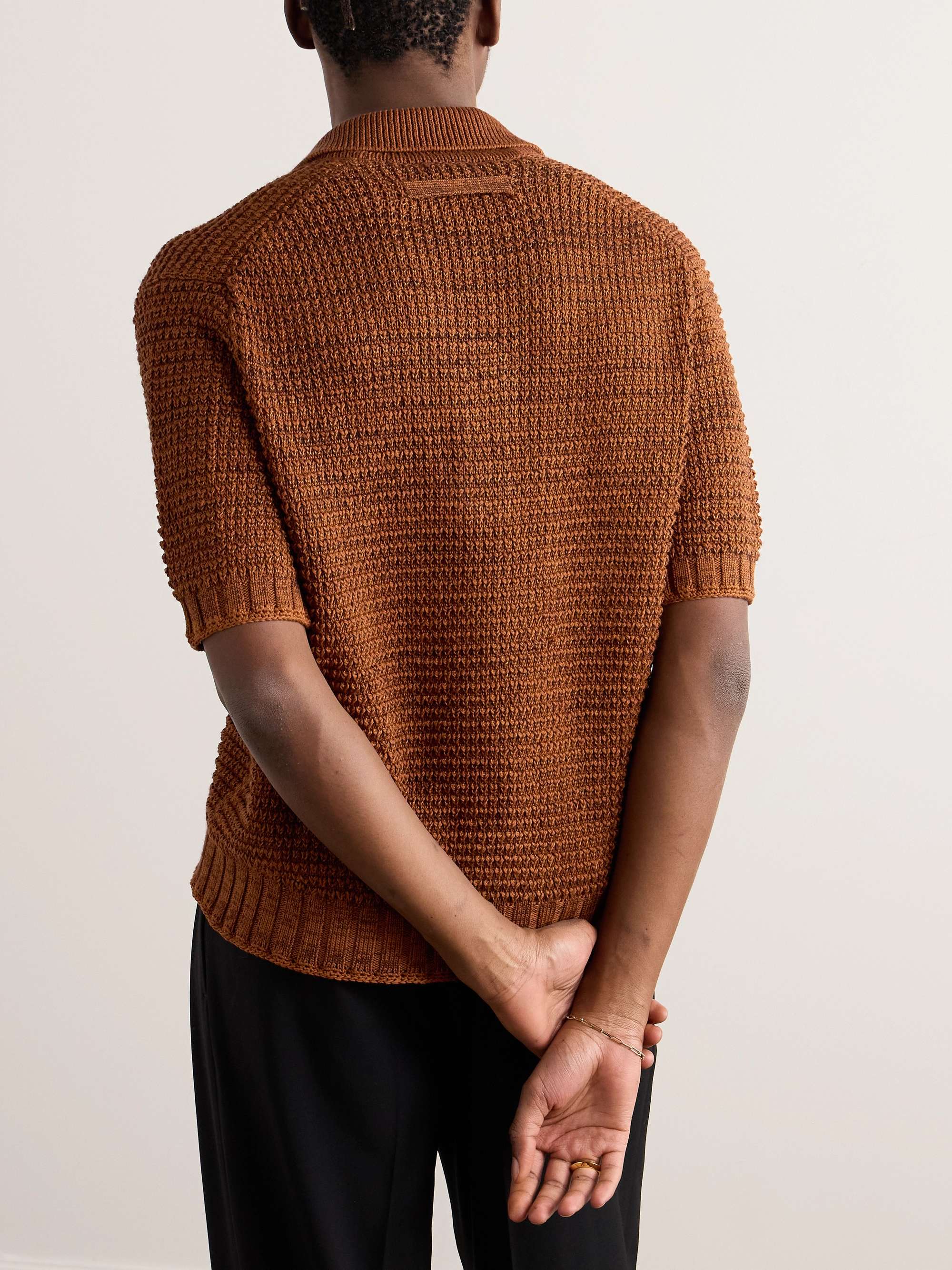 Open-Knit Cotton, Linen, Silk and Cashmere-Blend Polo Shirt view