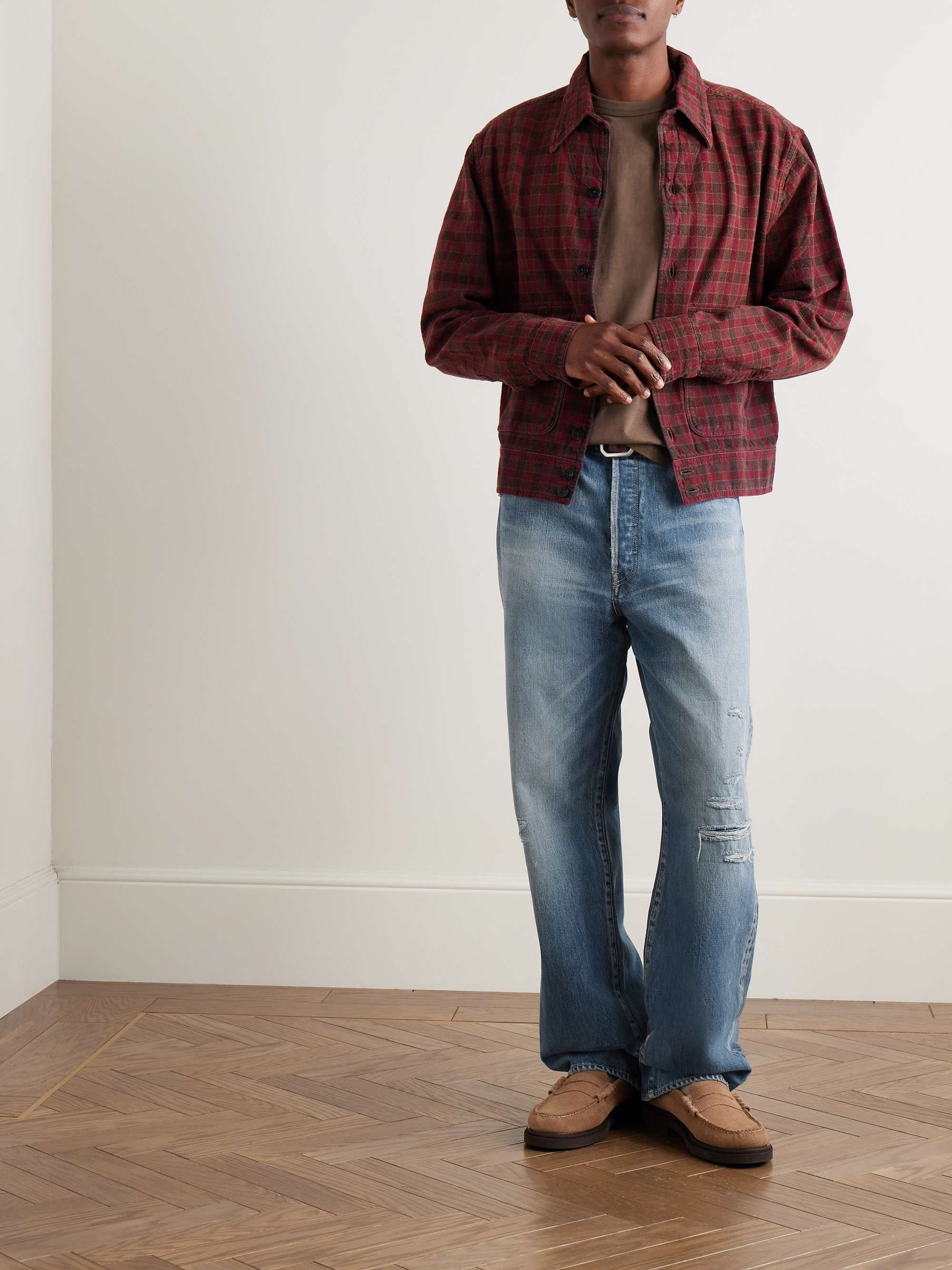 Social Sculpture 01 Straight-Leg Distressed Selvedge Jeans view