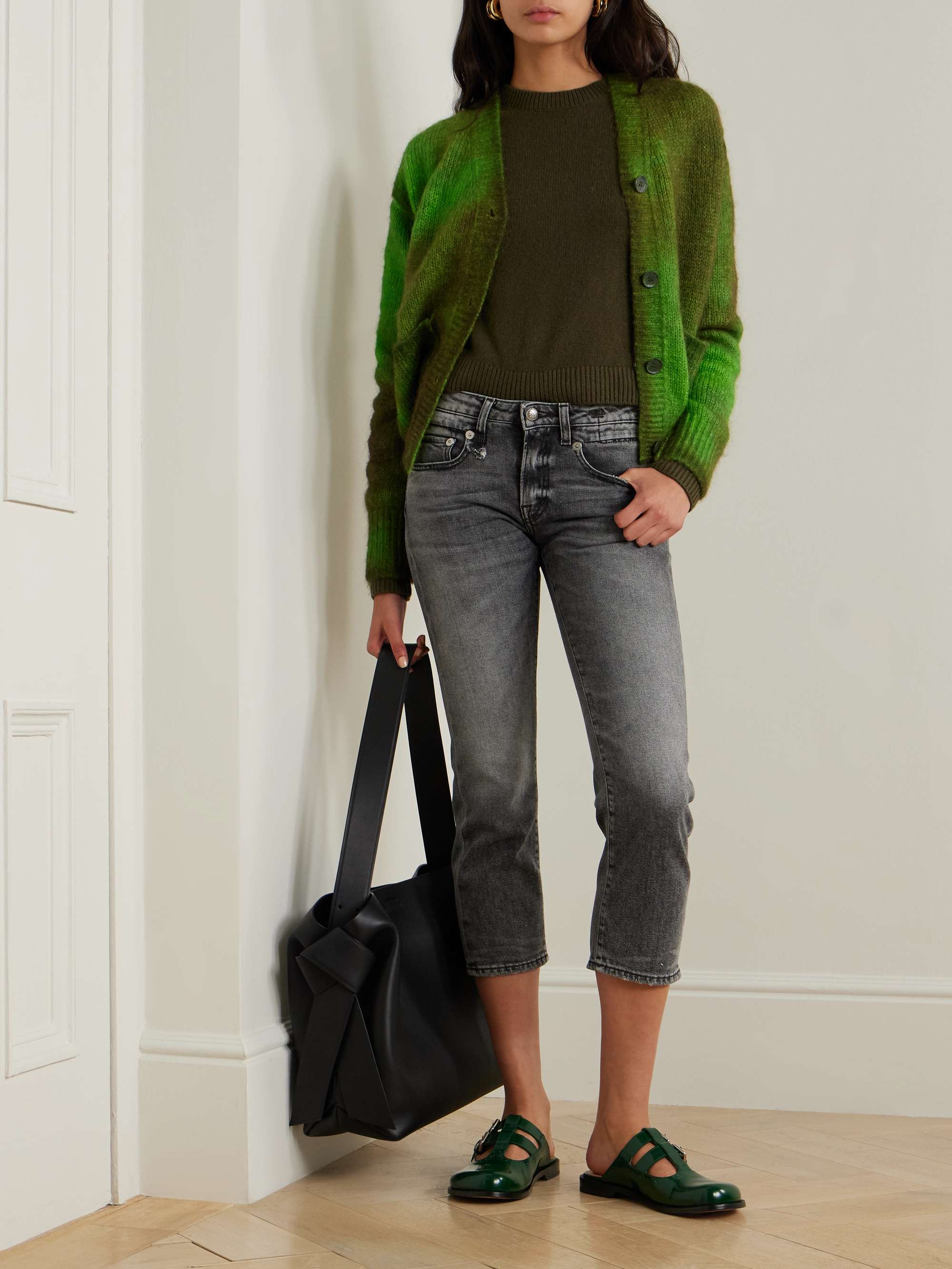 Boy cropped distressed low-rise slim-leg jeans view