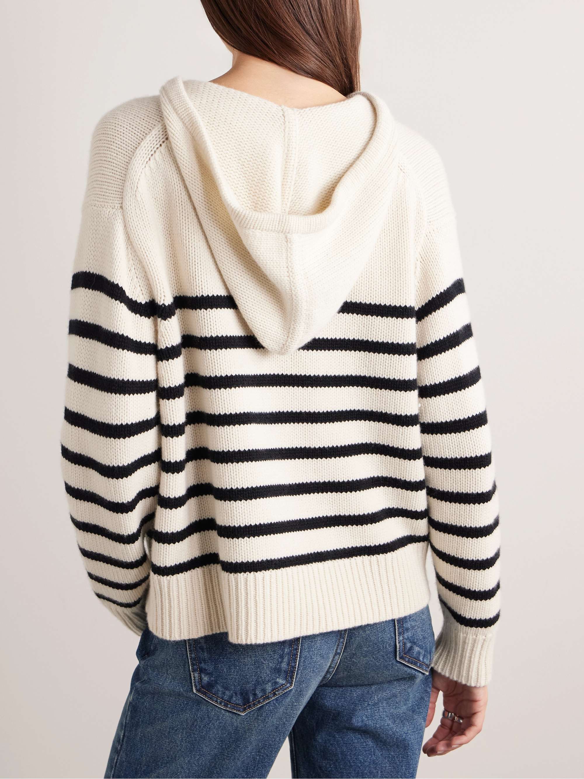 Noemi lace-up striped cashmere hoodie view