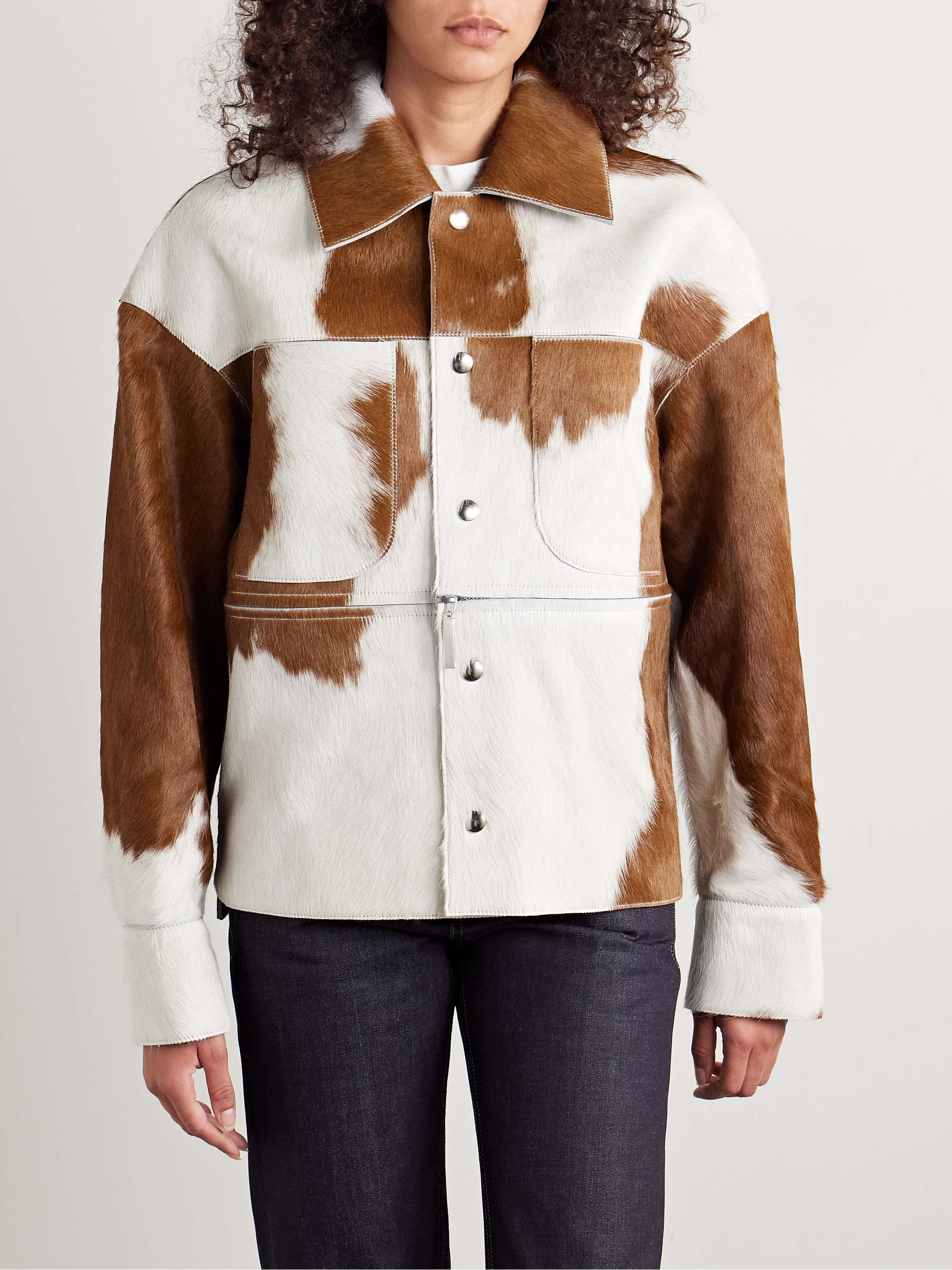 Highlands convertible paneled calf hair jacket view