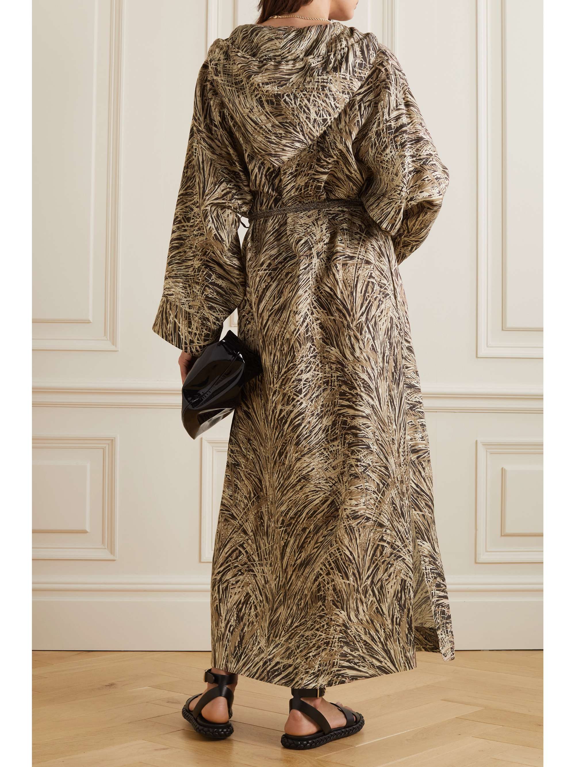 Lauraine belted printed hooded linen maxi dress view