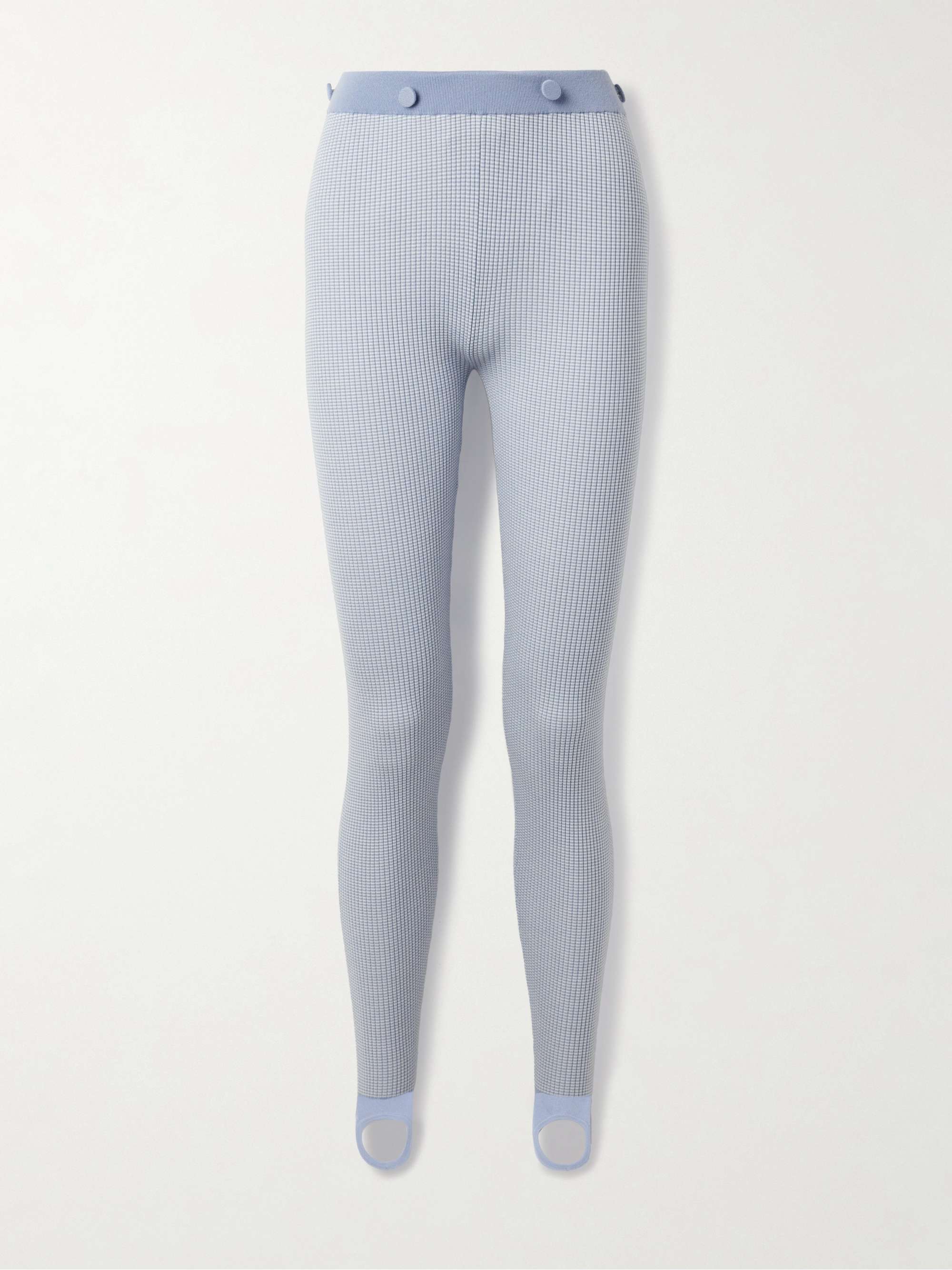 Speed Skate button-embellished striped ribbed merino wool-blend stirrup leggings hero visual