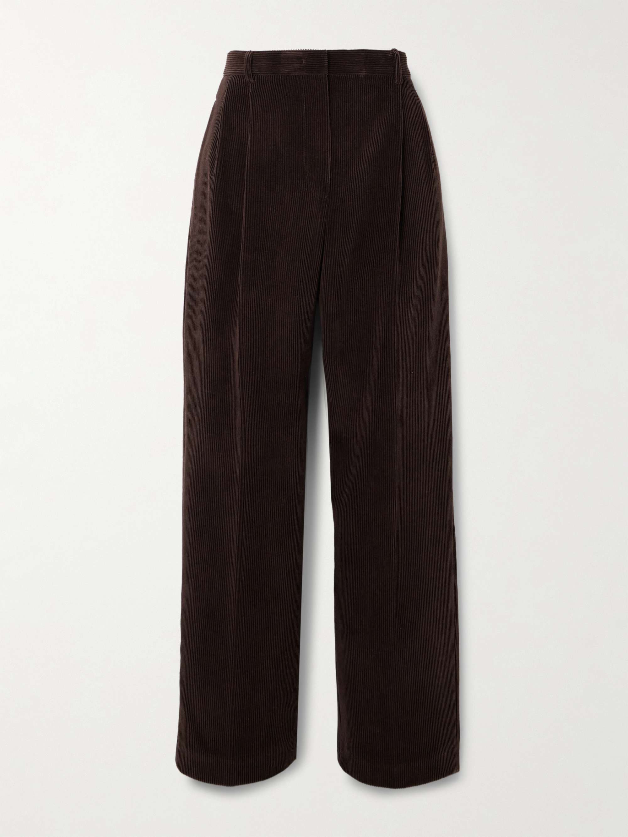 Pleated cotton-corduroy tapered pants hero visual
