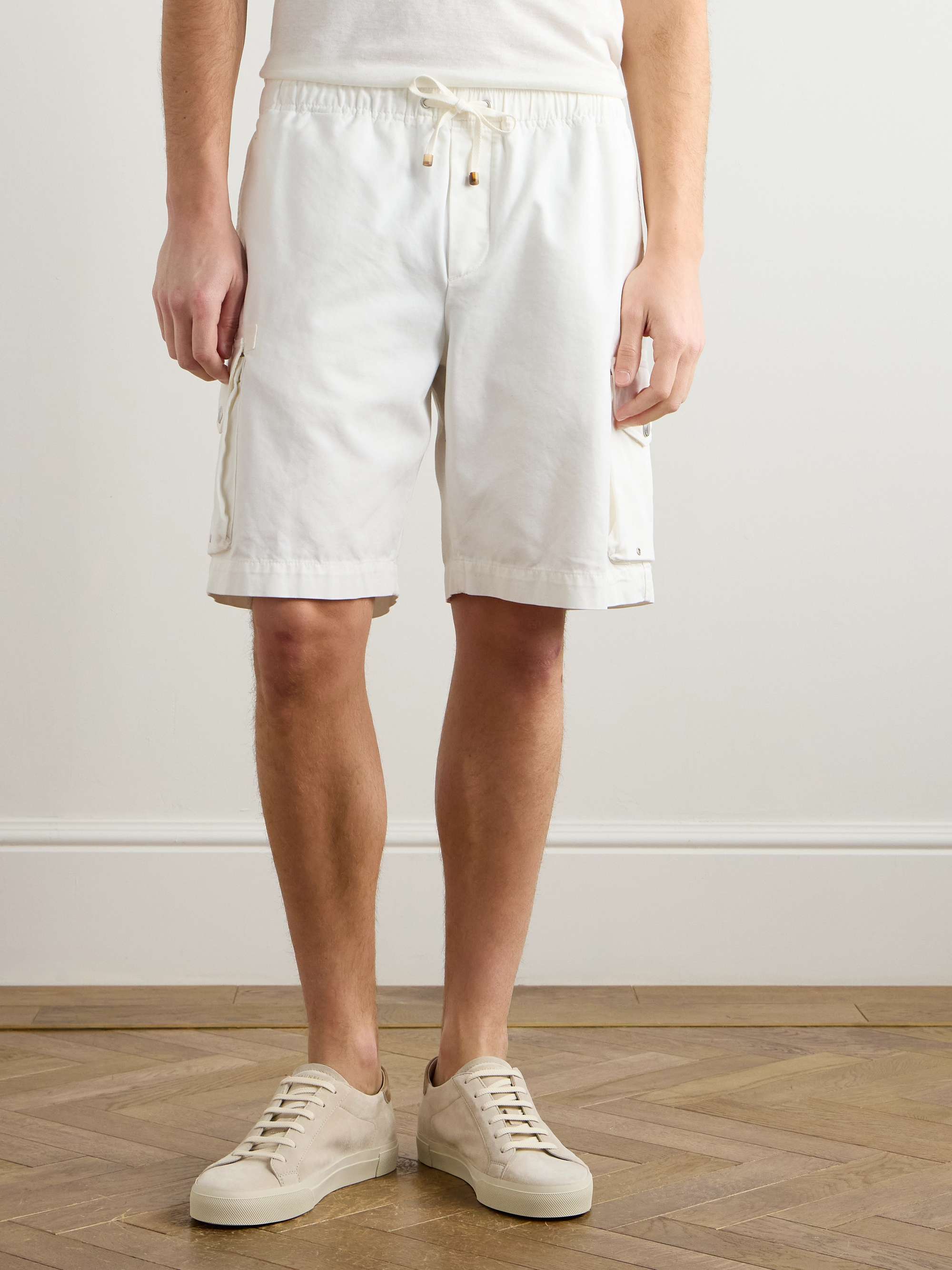 Straight-Leg Cotton-Twill Drawstring Cargo Shorts view