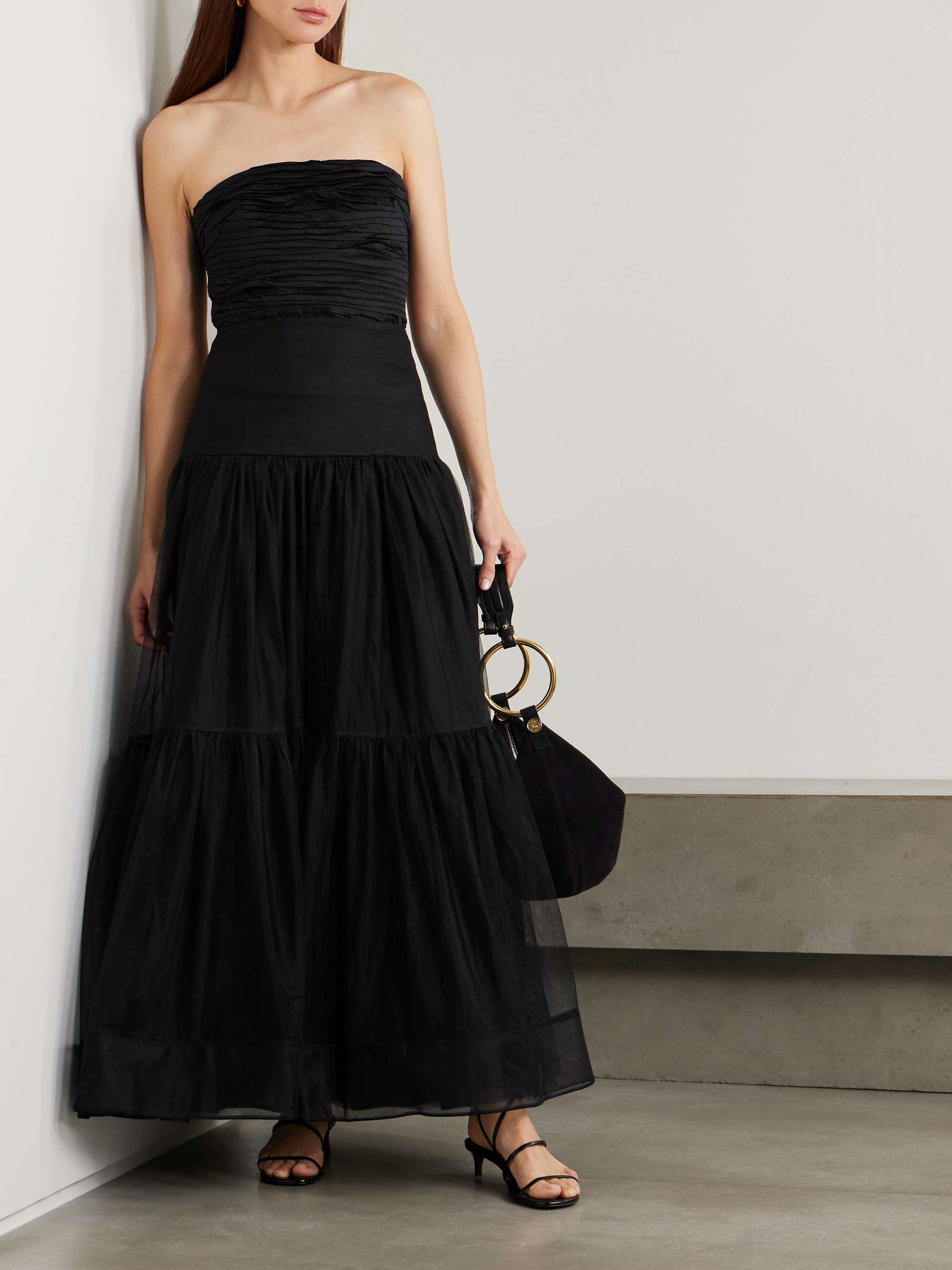 Gia tiered mesh maxi skirt view