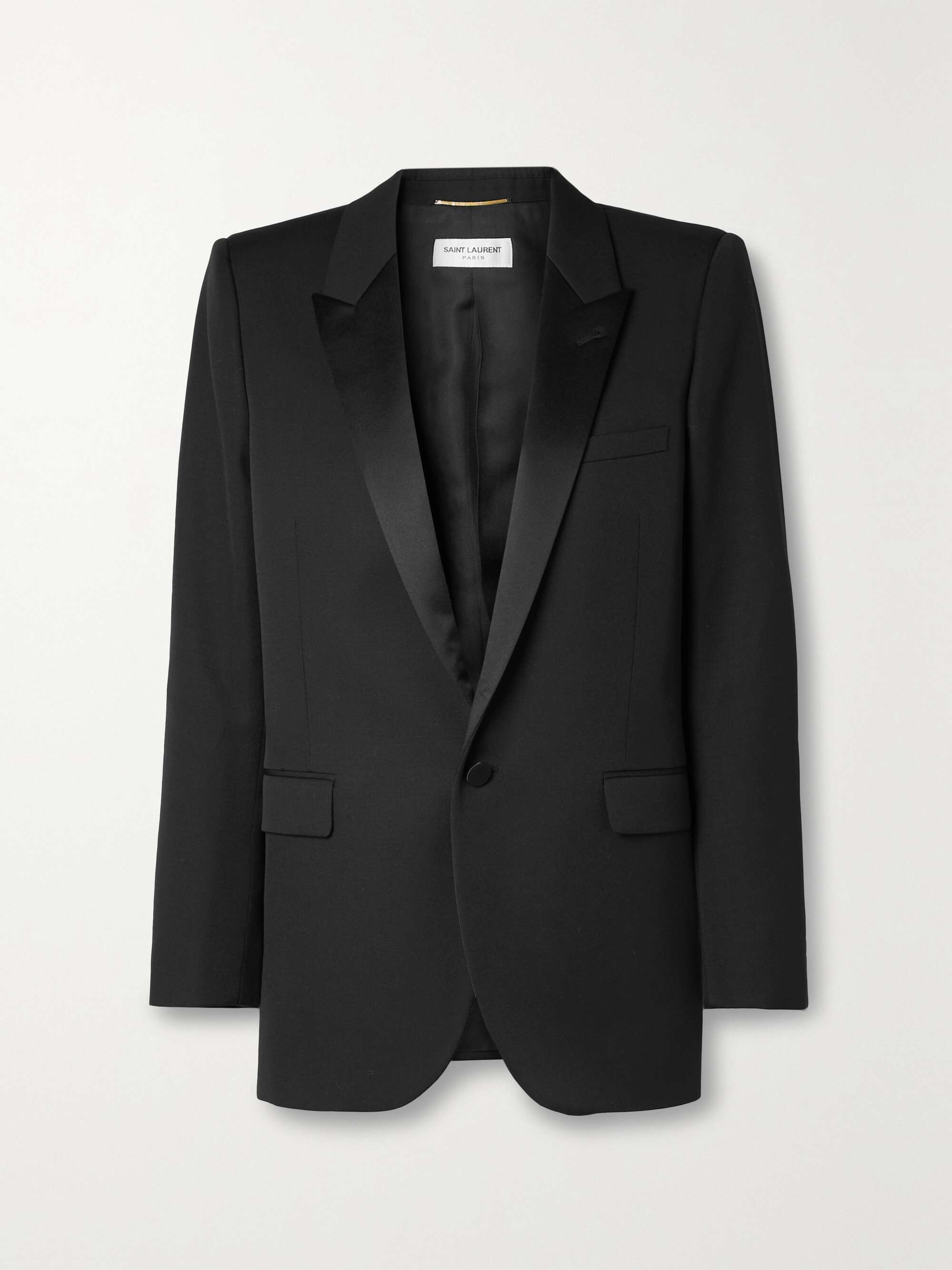 Tube satin-trimmed grain de poudre wool blazer hero visual