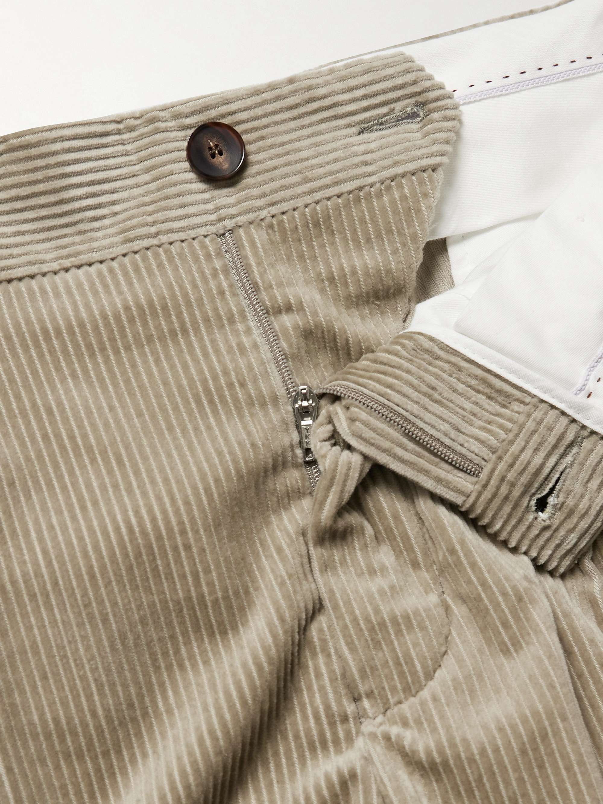 Slim-Fit Straight-Leg Cotton and Cashmere-Blend Corduroy Tuxedo Trousers view
