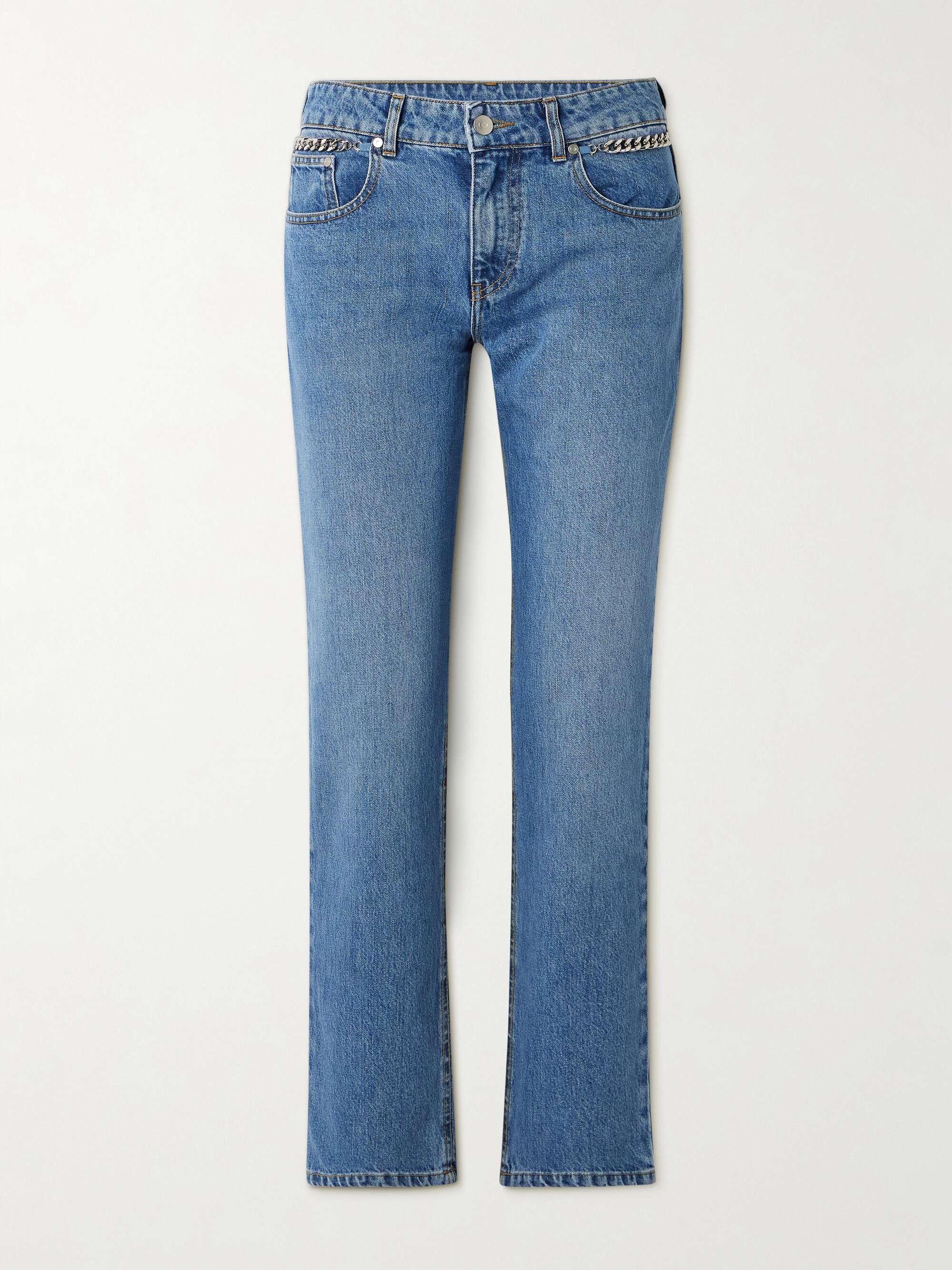 + NET SUSTAIN Falabella chain-embellished mid-rise straight-leg jeans hero visual