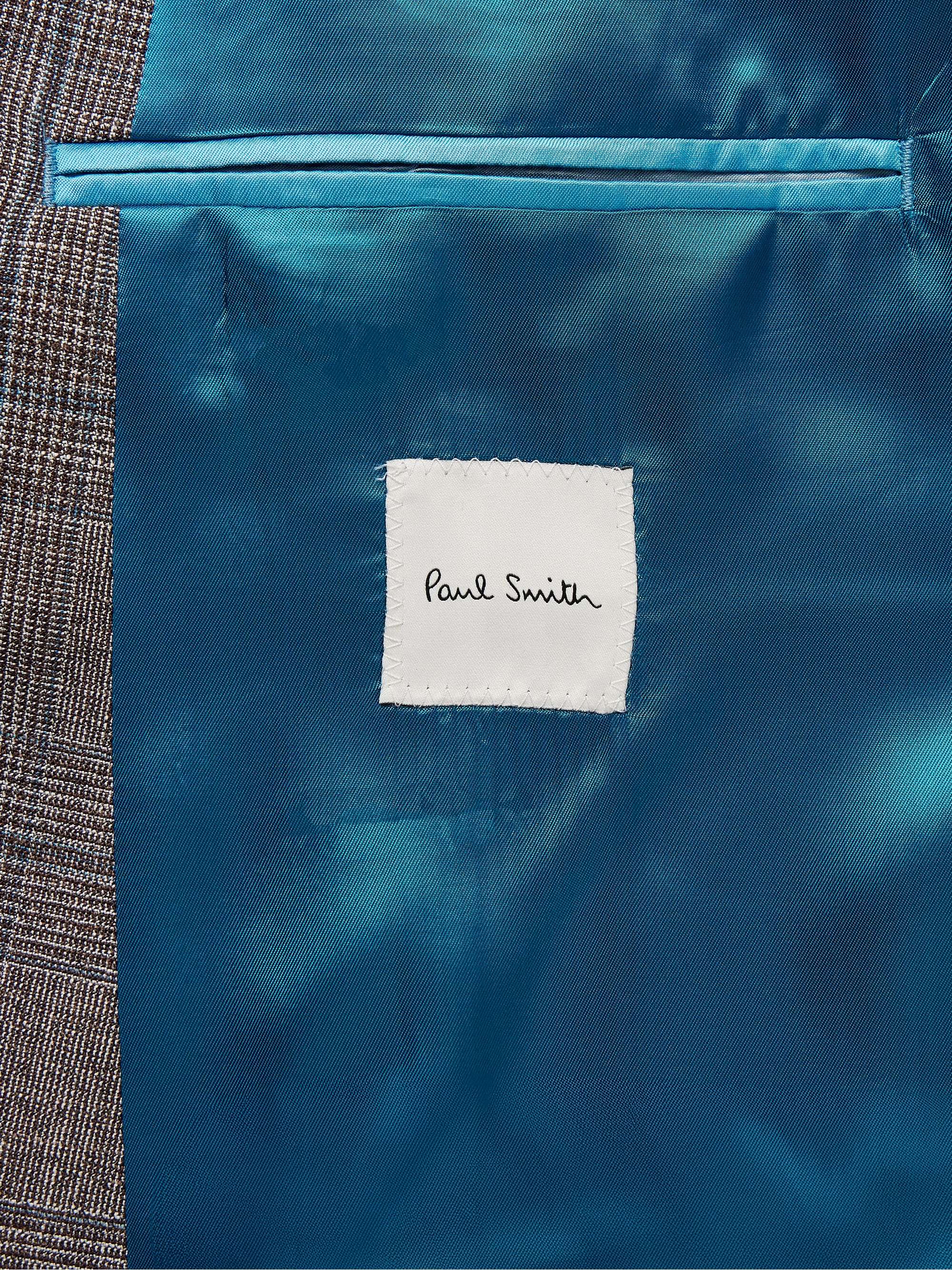Double-Breasted Prince of Wales Checked Wool and Linen-Blend Suit Jacket view