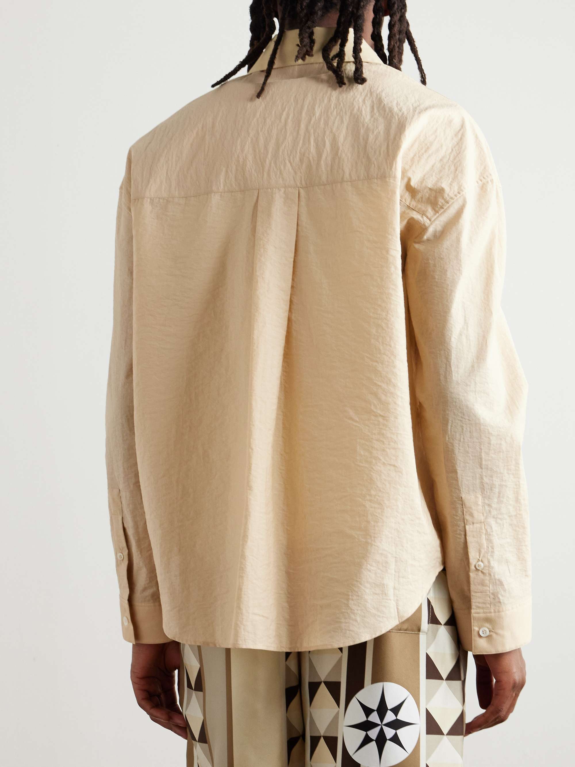 + Paula's Ibiza Logo-Embroidered Crinkled Cotton-Blend Shirt view