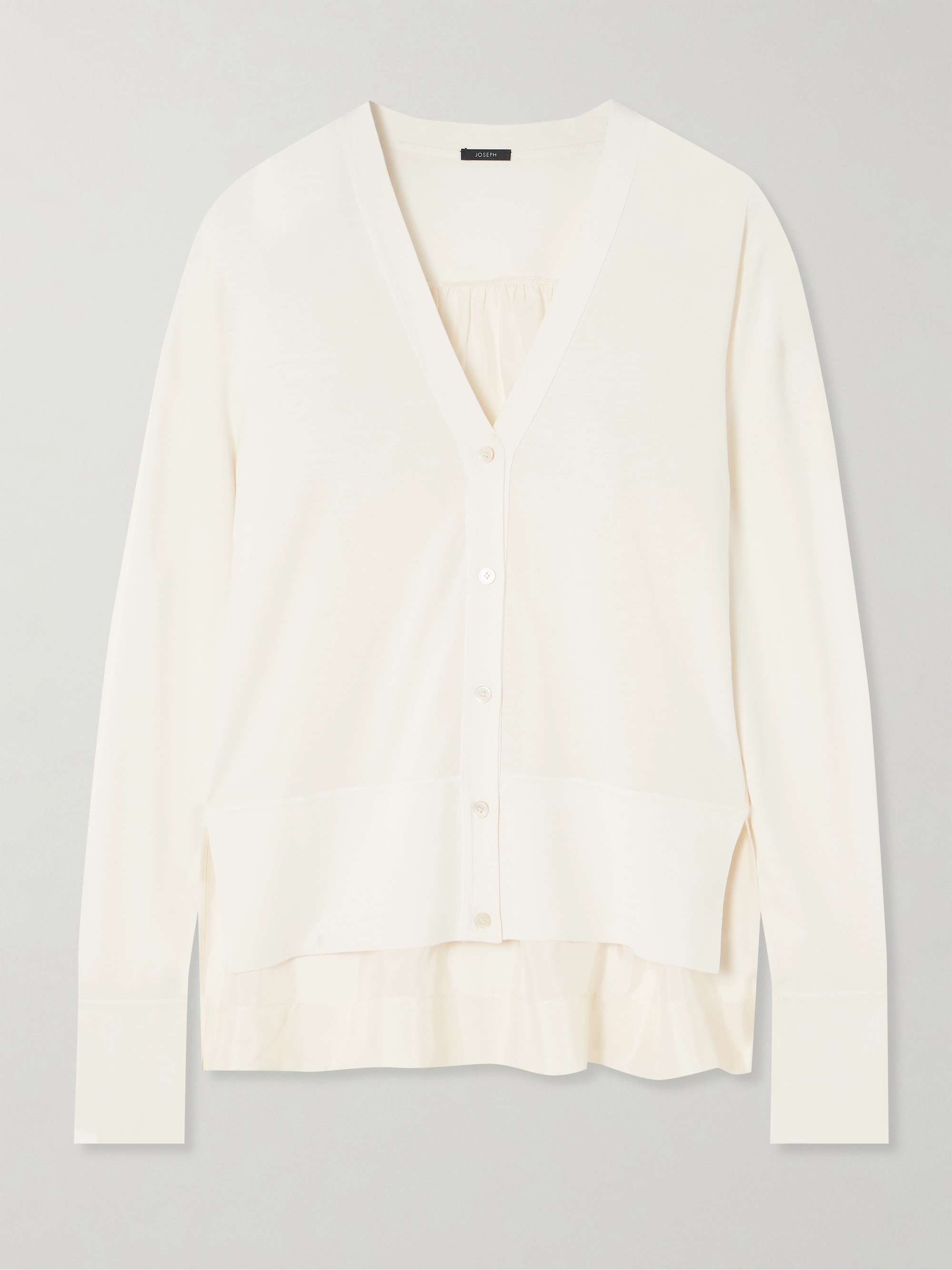 Cotton and silk-blend and silk-habotai cardigan hero visual