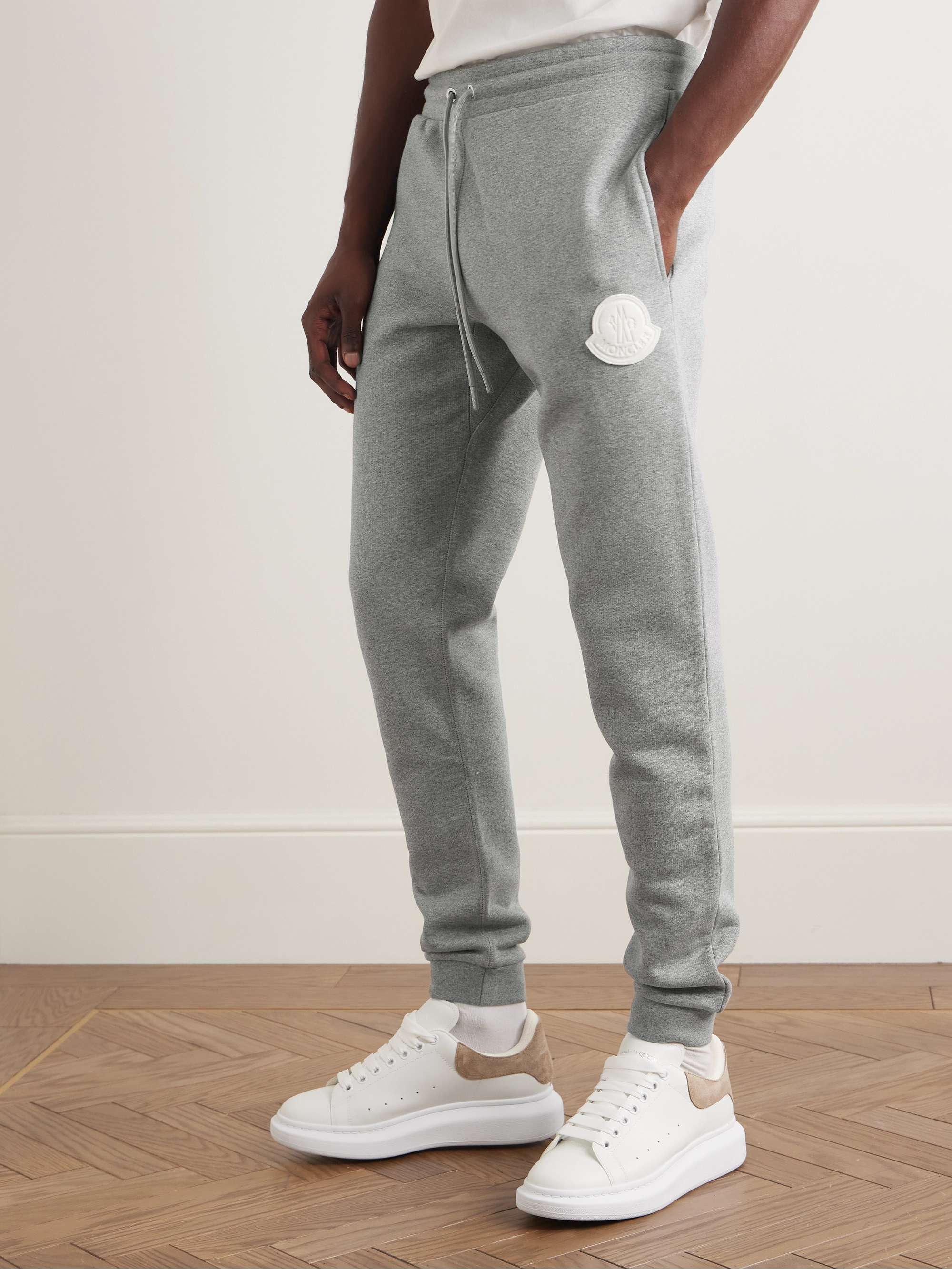 Slim-Fit Tapered Logo-Appliquéd Cotton-Jersey Sweatpants view