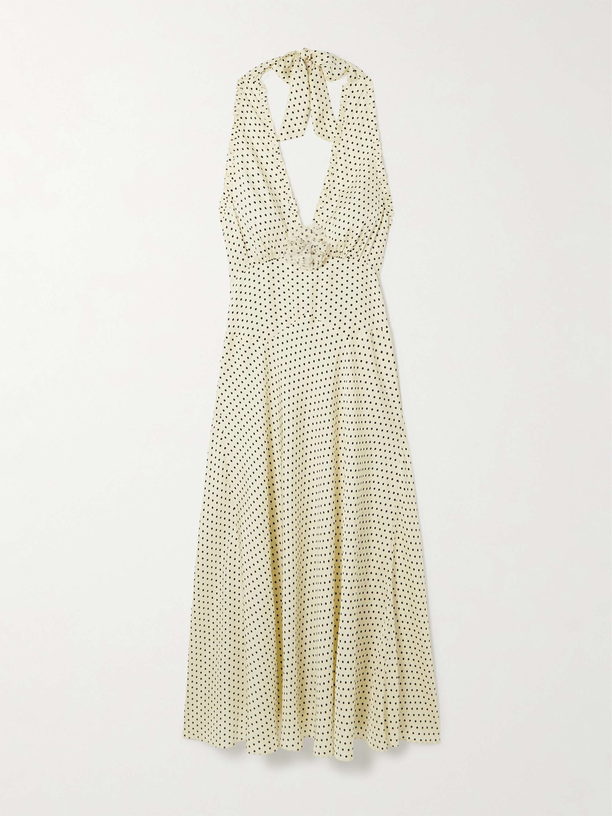 Mazarin ruffled polka-dot silk-blend satin halterneck dress hero visual