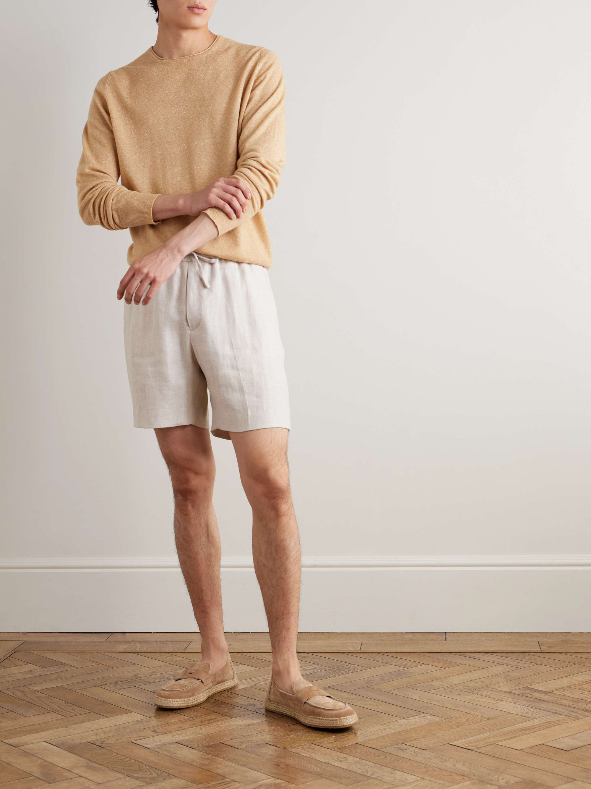 Linen-Twill Drawstring Shorts view
