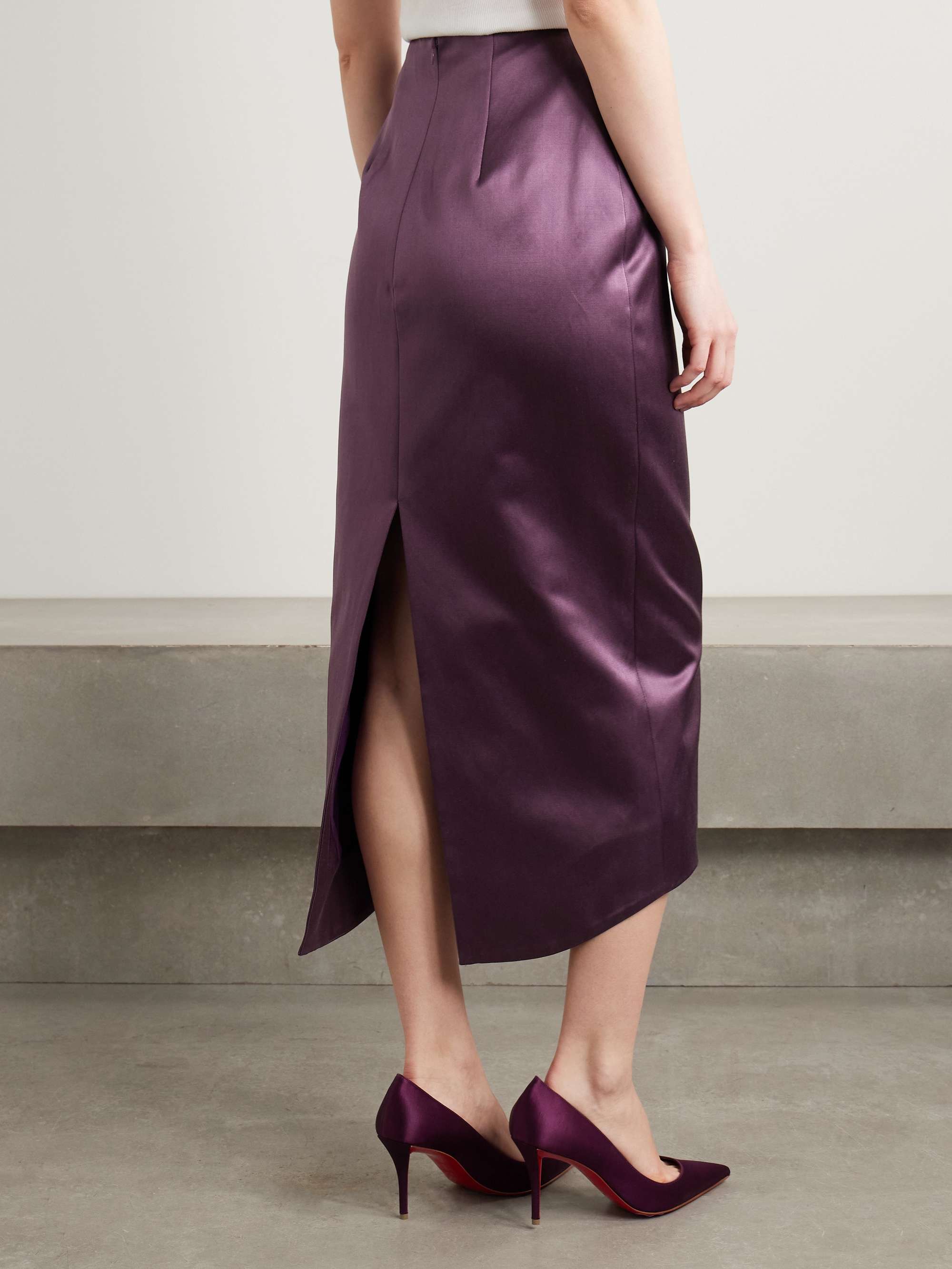Wasp cotton and silk-blend duchesse-satin midi skirt view