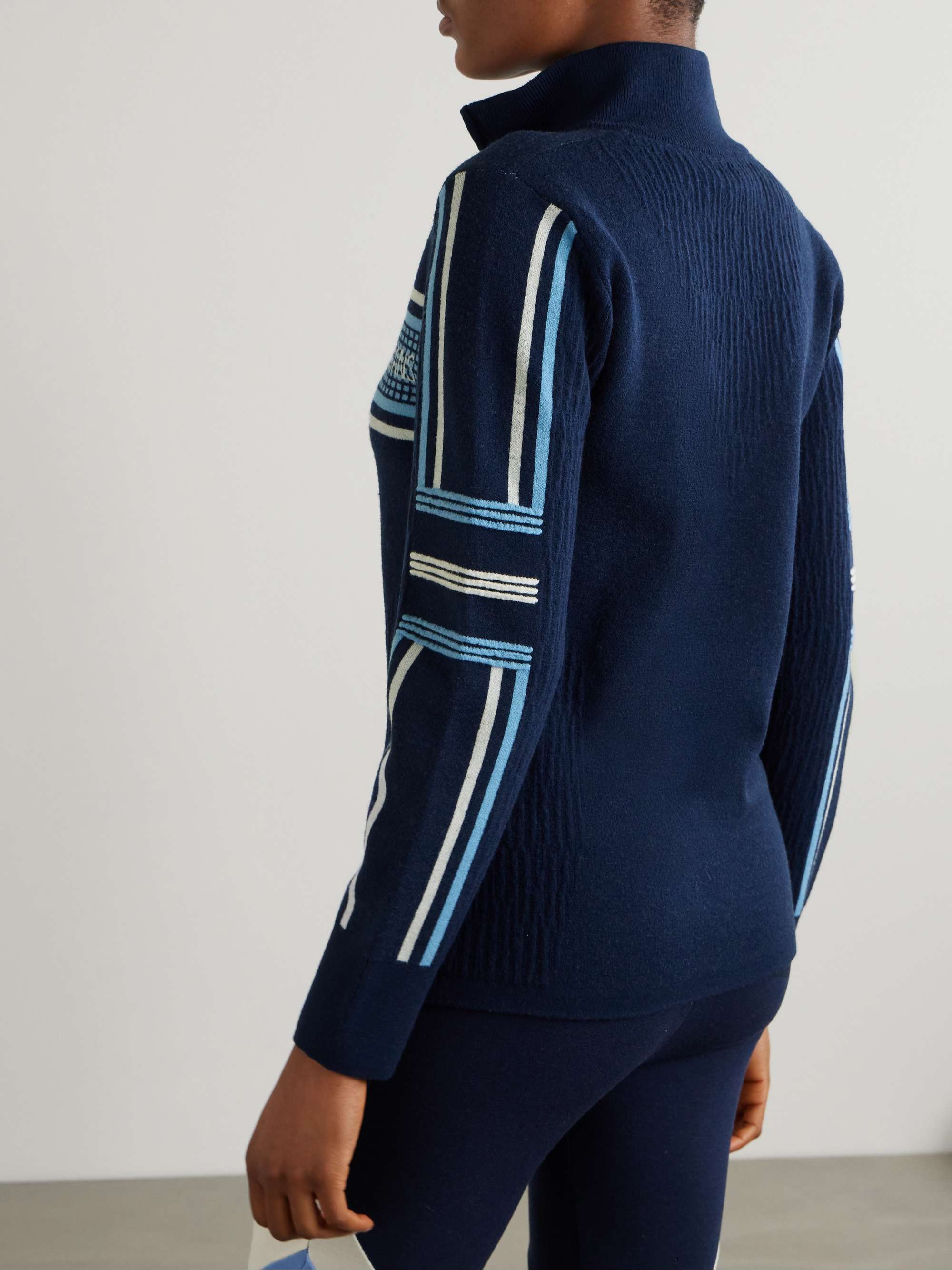 Stryn intarsia-knitted merino wool-blend piqué ski top view