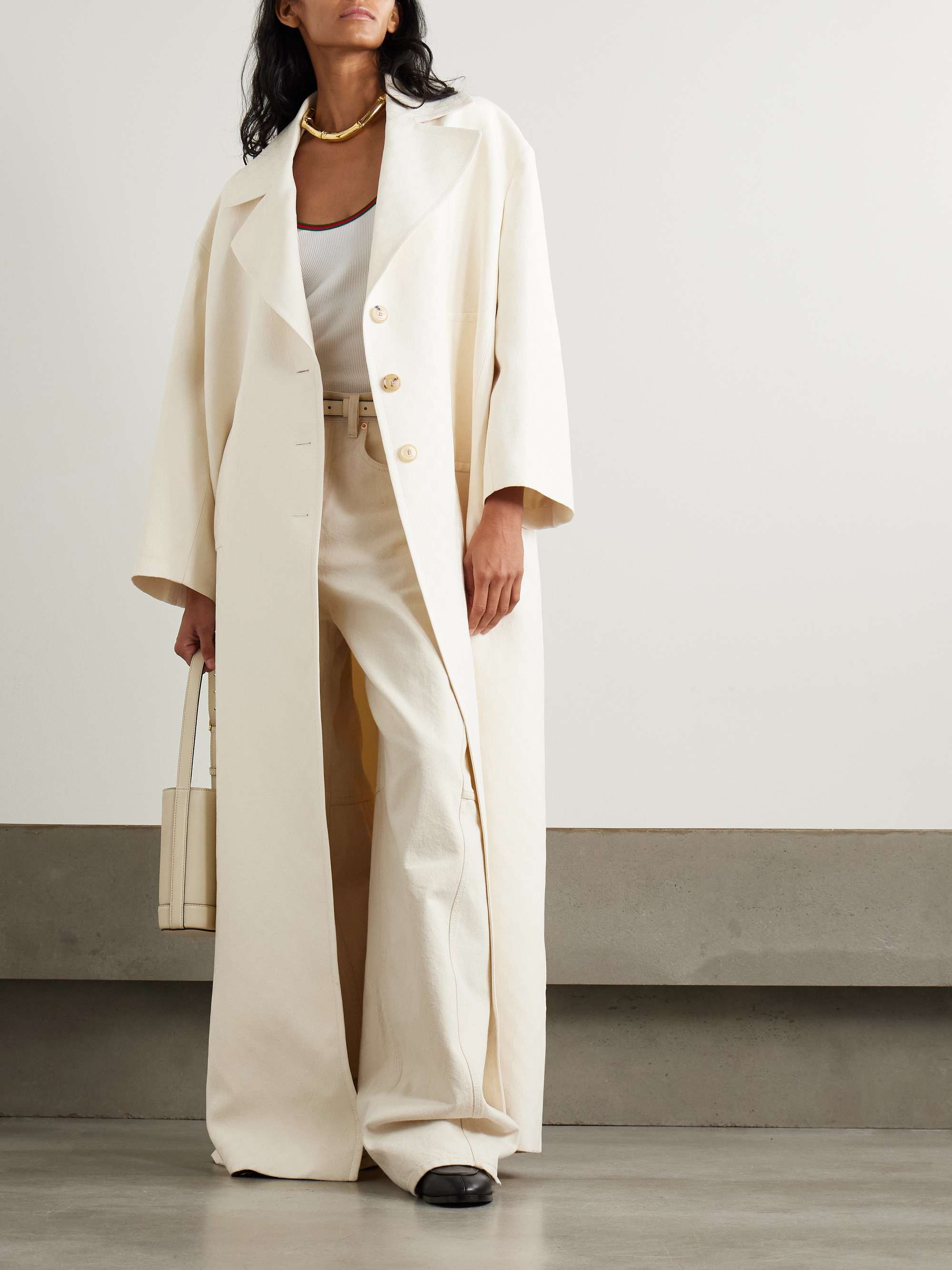 Oversized wool and silk-blend jacquard coat view