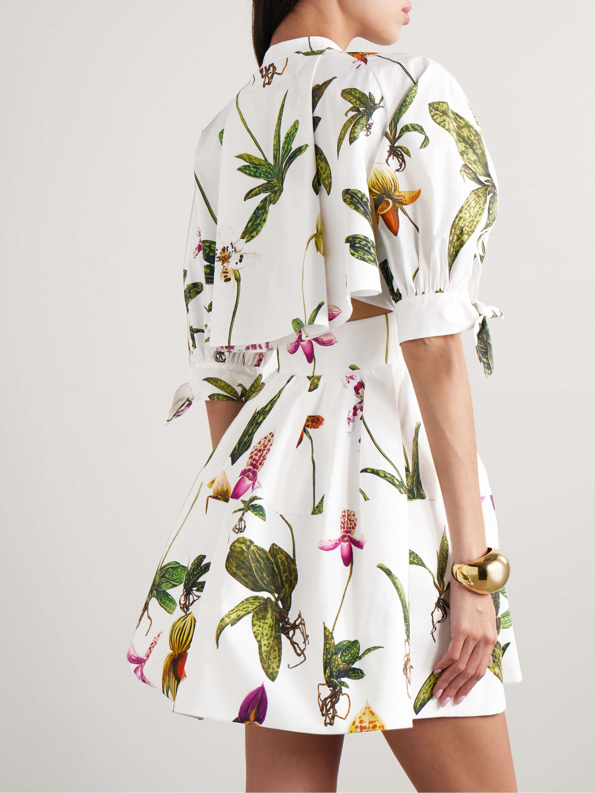 Floral-print cotton-blend poplin mini shirt dress view