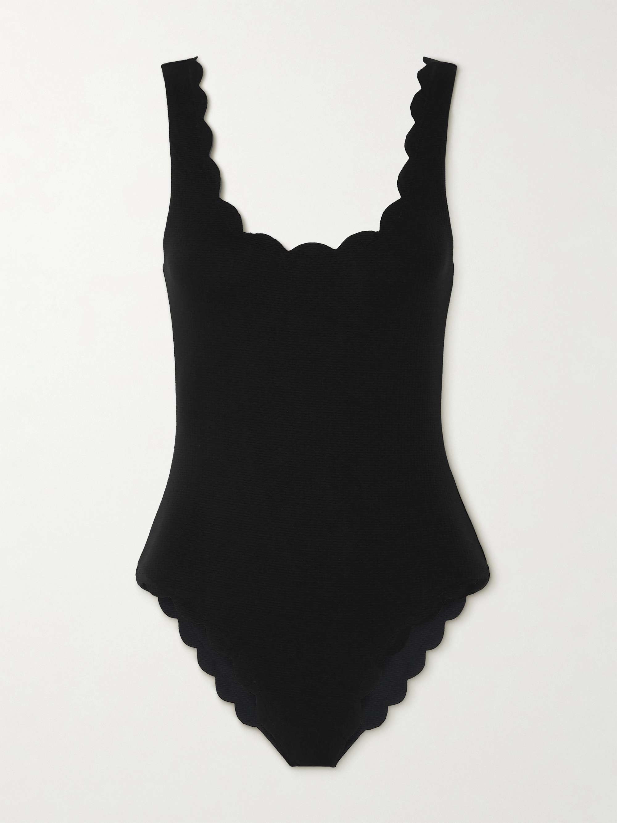 Palm Springs scalloped recycled-seersucker swimsuit hero visual