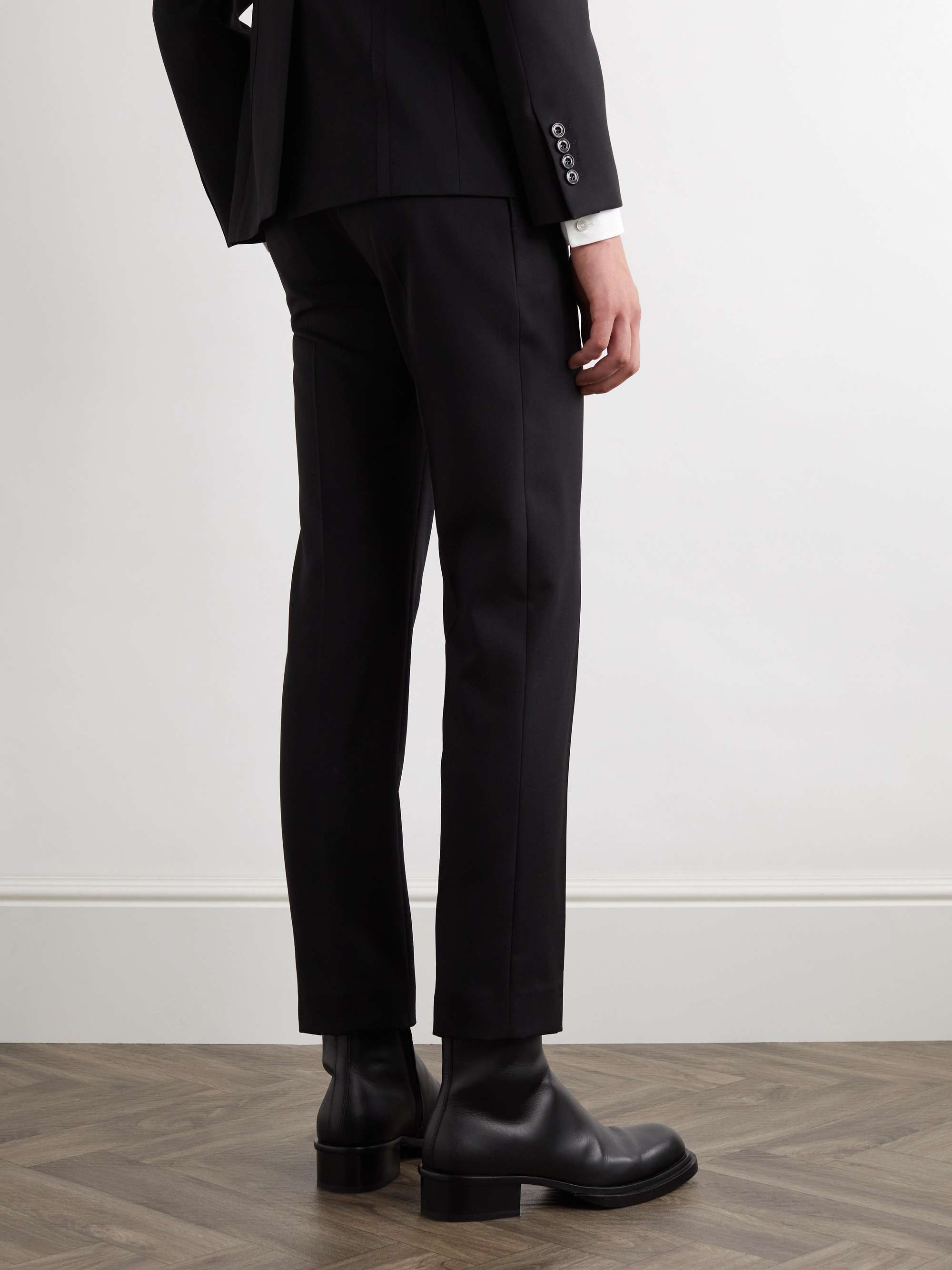 Slim-Fit Pleated Wool-Twill Trousers view