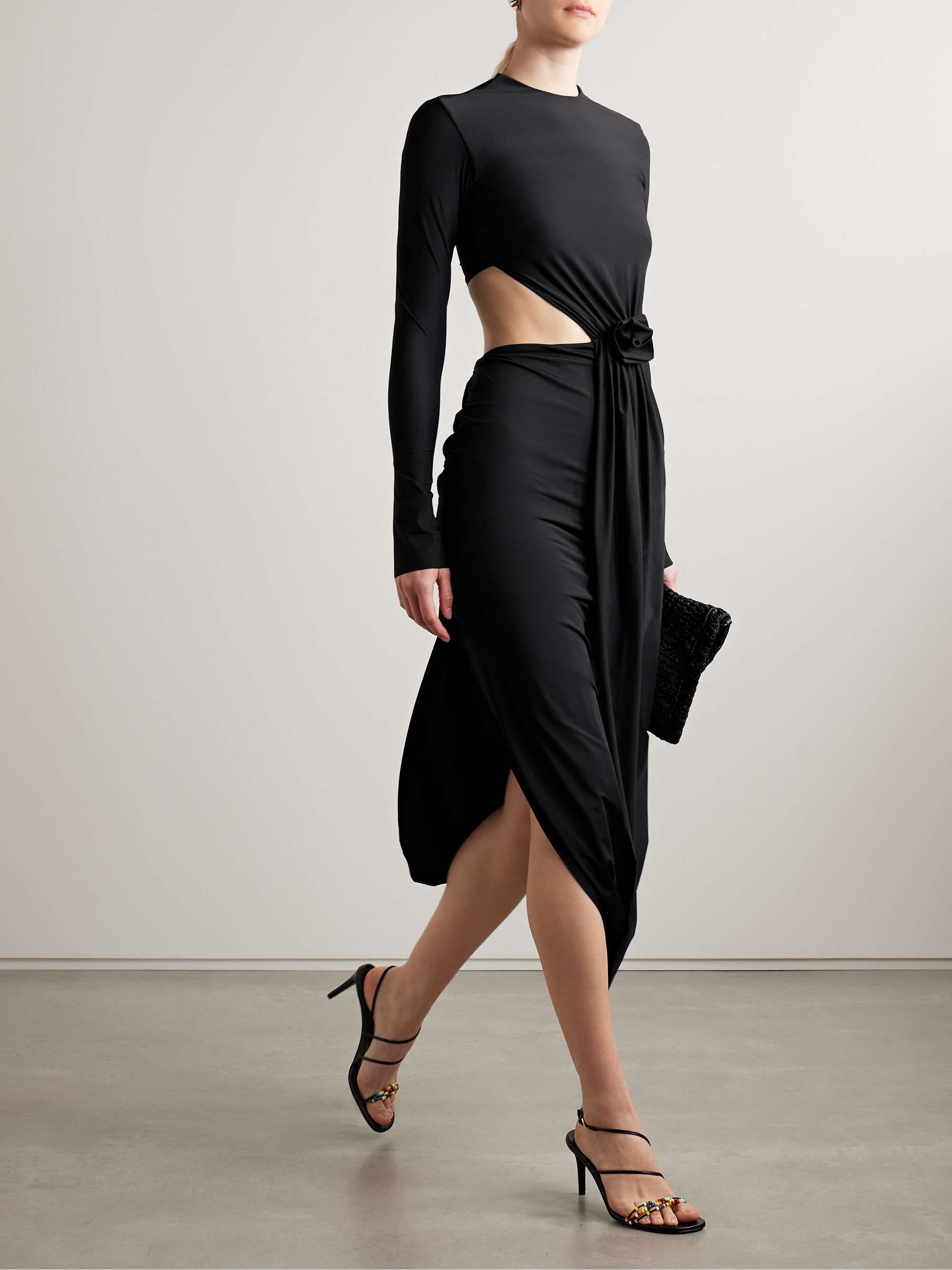 Damasco appliquéd cutout stretch-jersey midi dress view