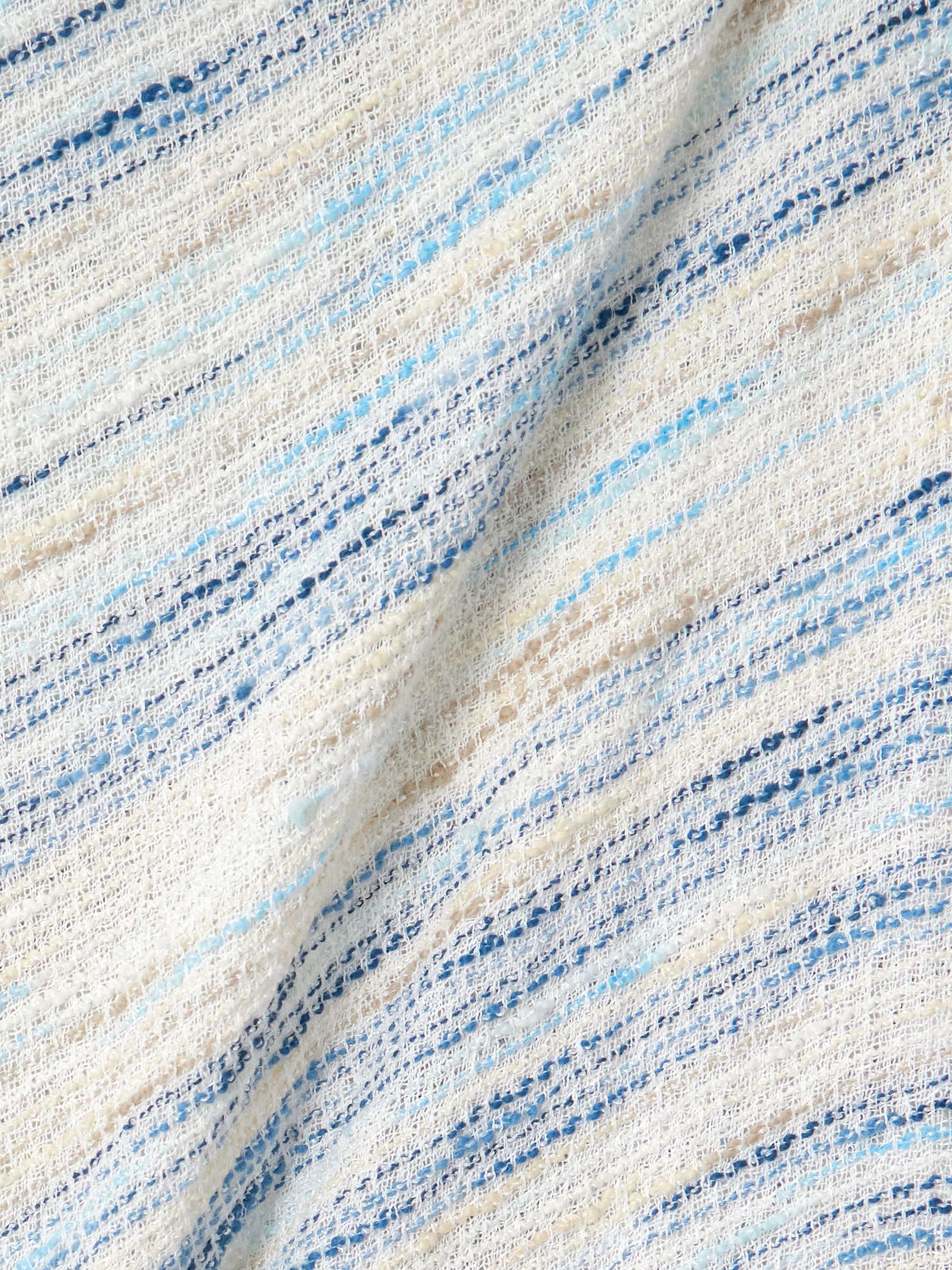 One-shoulder striped linen-blend gauze dress view