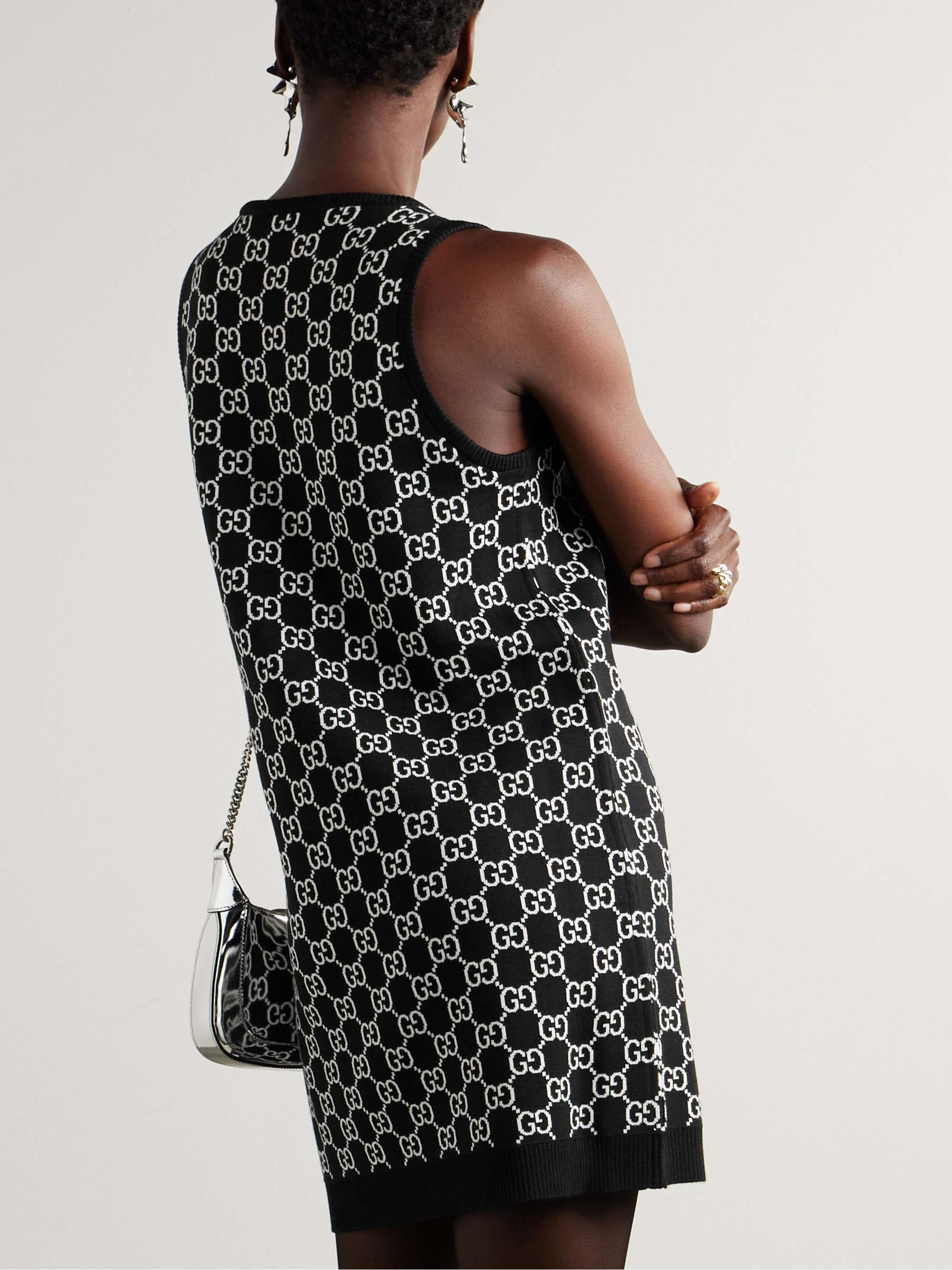 Reversible logo-jacquard wool-blend mini dress view